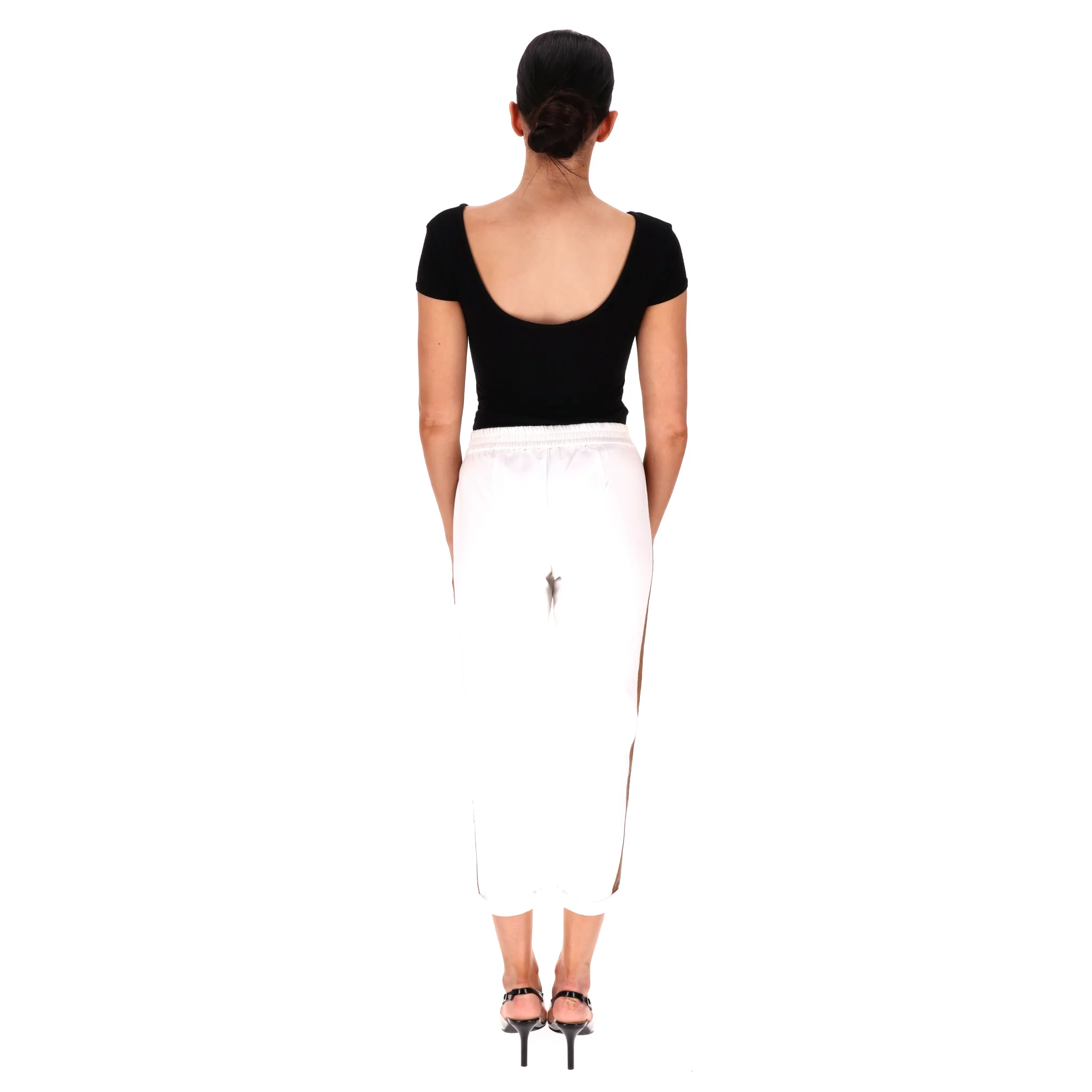 Brunello Cucinelli Cotton Side Stripe Cropped Joggers/Trousers. Size XS - Image 4