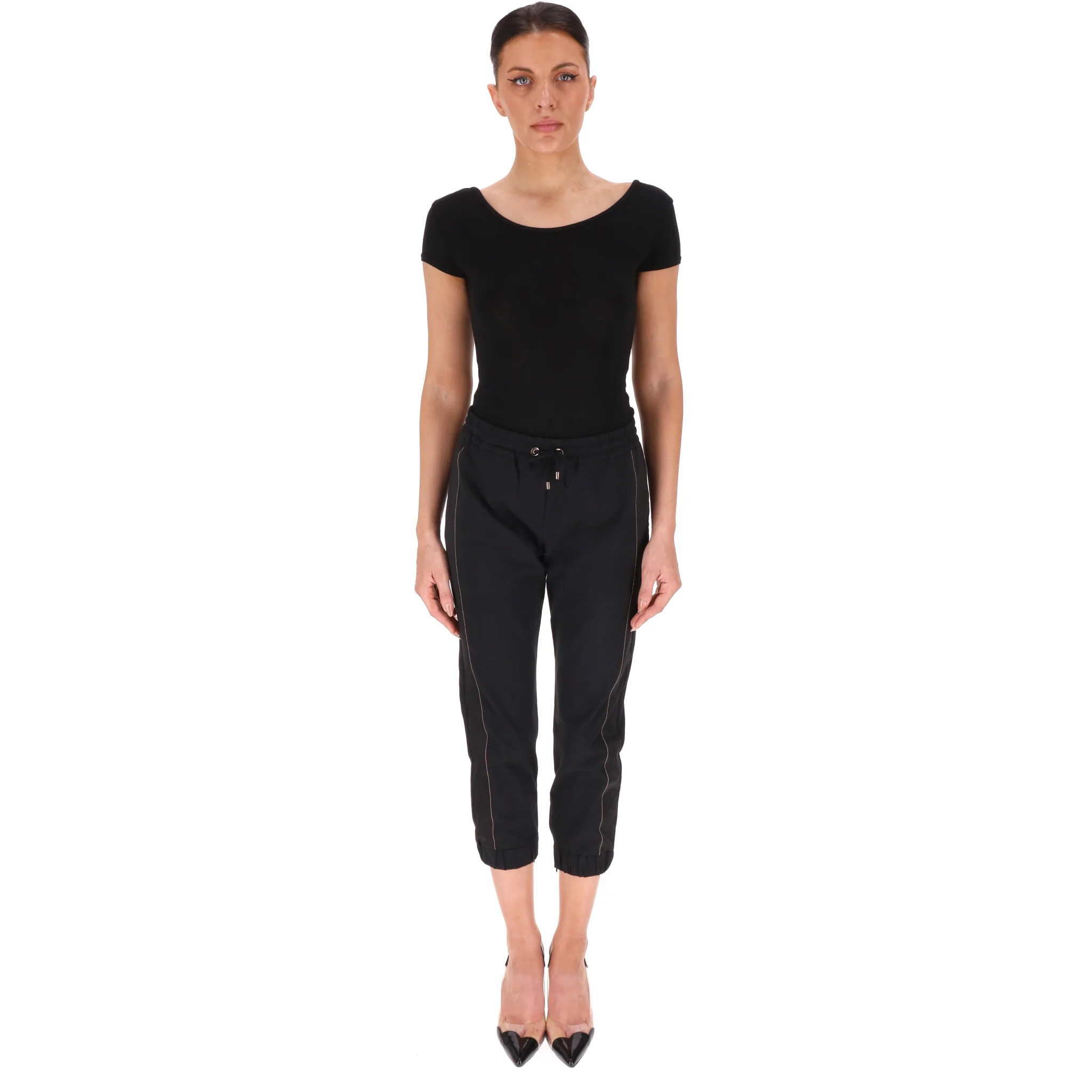 Brunello Cucinelli Cotton Side Stripe Cropped Joggers/Trousers. Size XS - Image 2