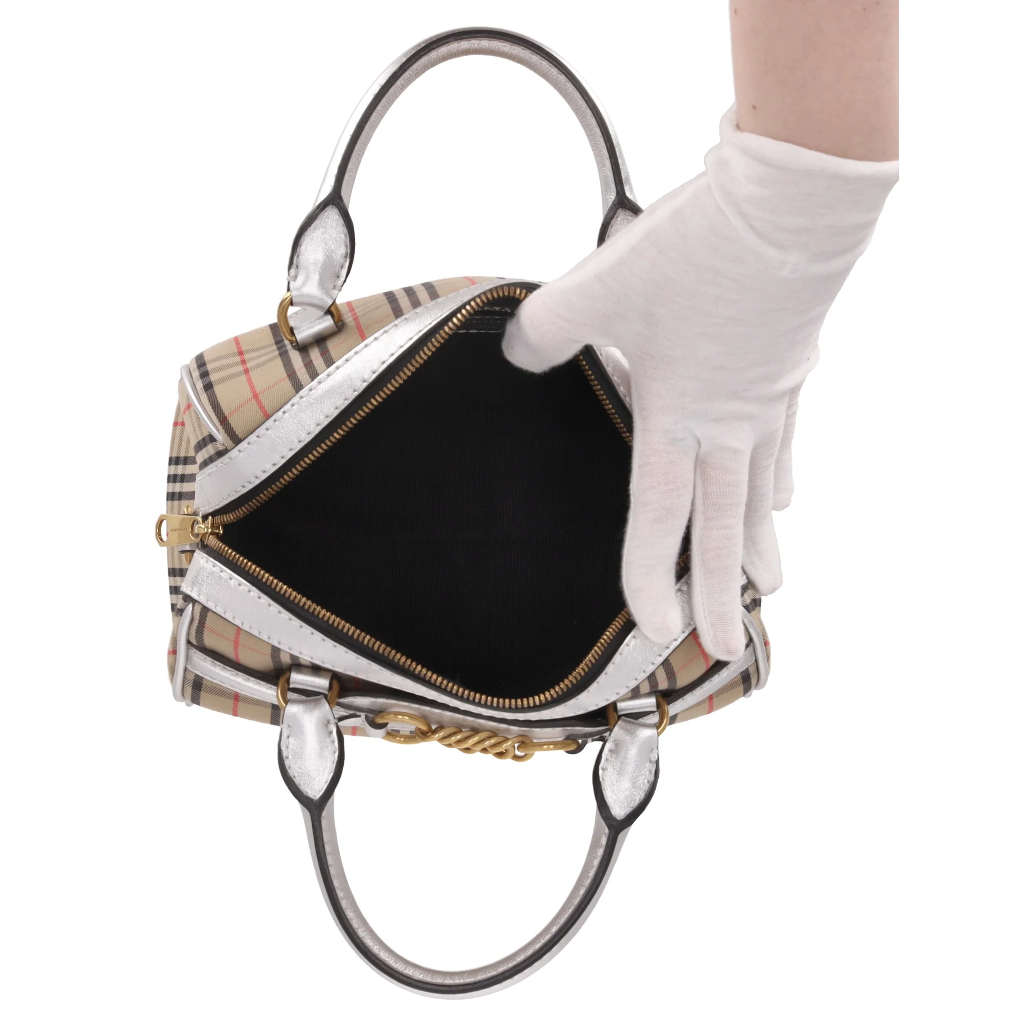 Burberry 1983 Nova Check Chain Link Bowling Bag - Image 7