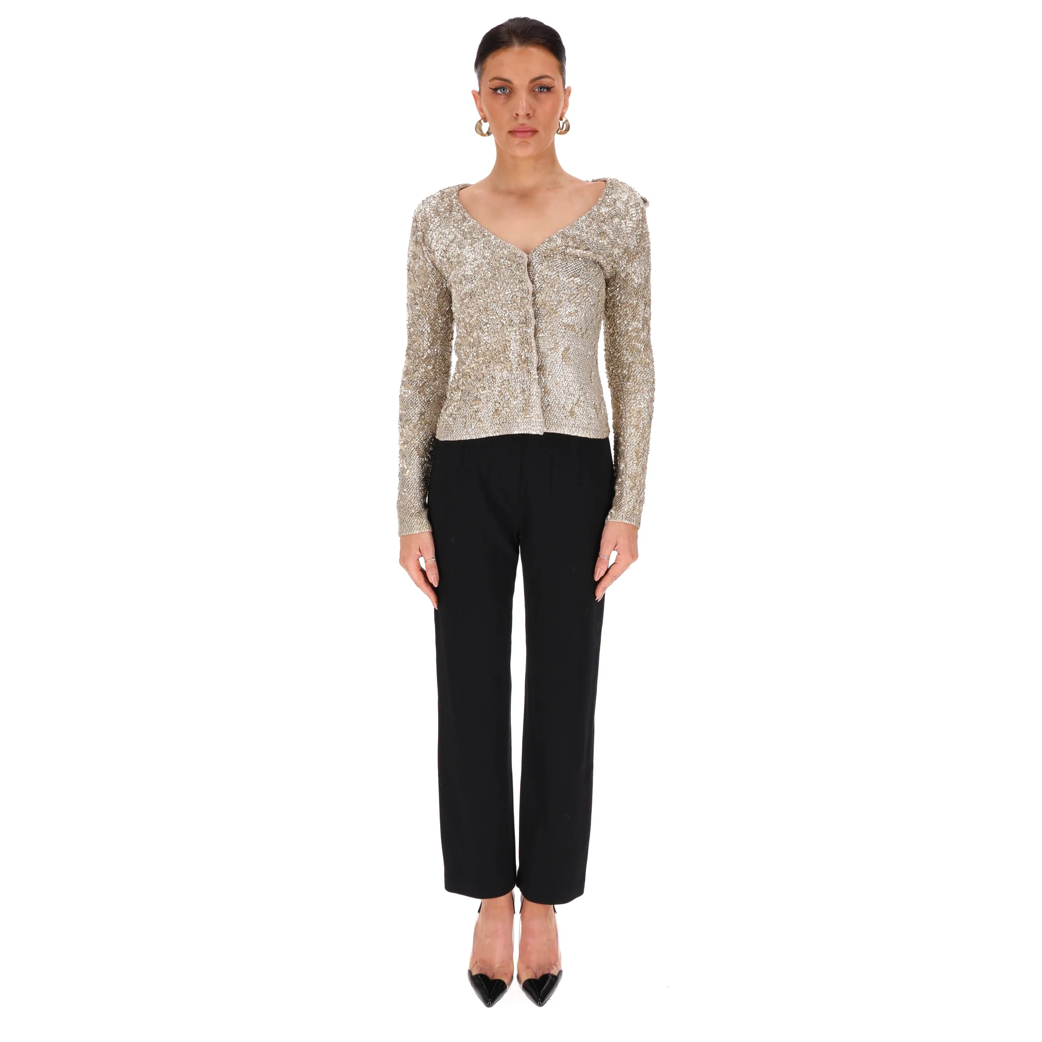 Burberry Cotton Sequin Embellished Cardigan. Size S - Image 2