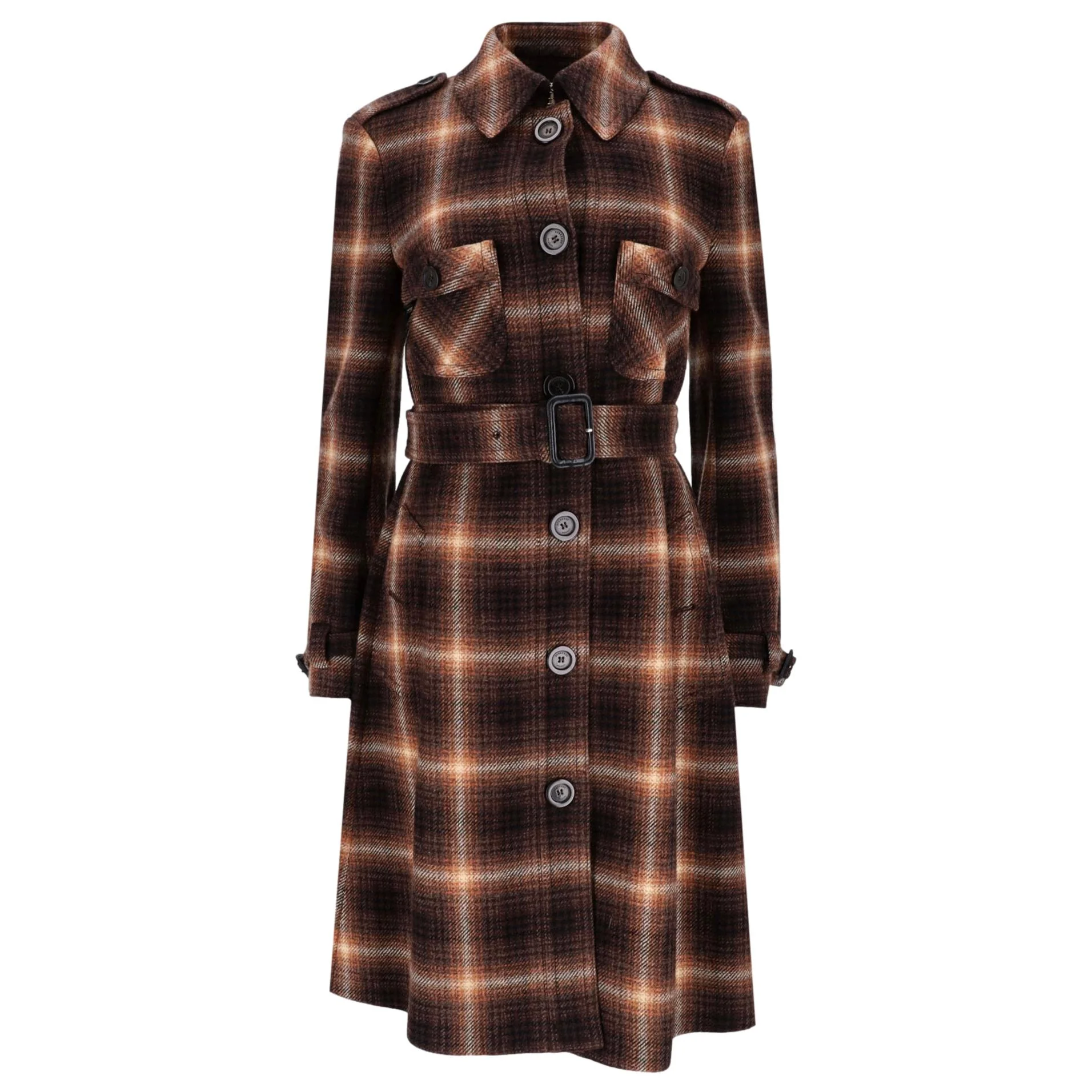 Burberry London Plaid Check Wool Coat. Size 12UK