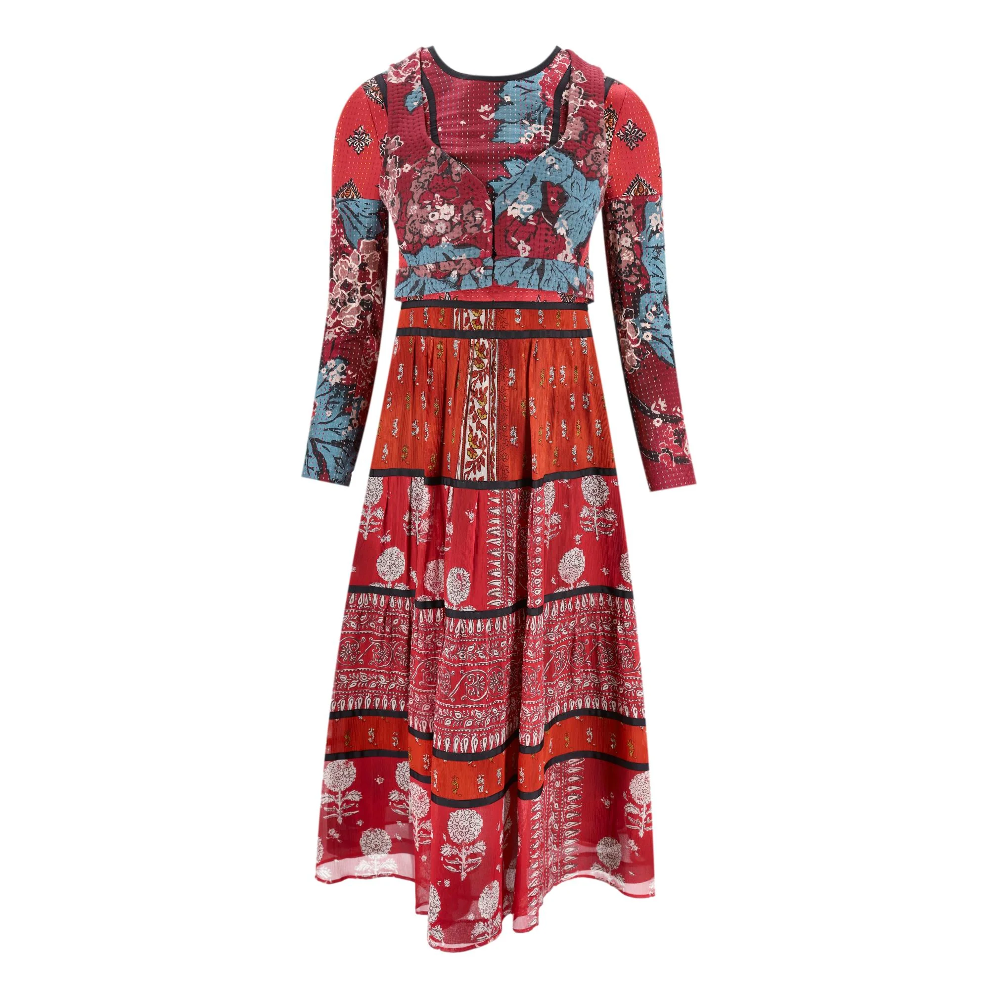 Burberry Prorsum Multi-Patterned Patchwork Silk Dress. Size 40IT