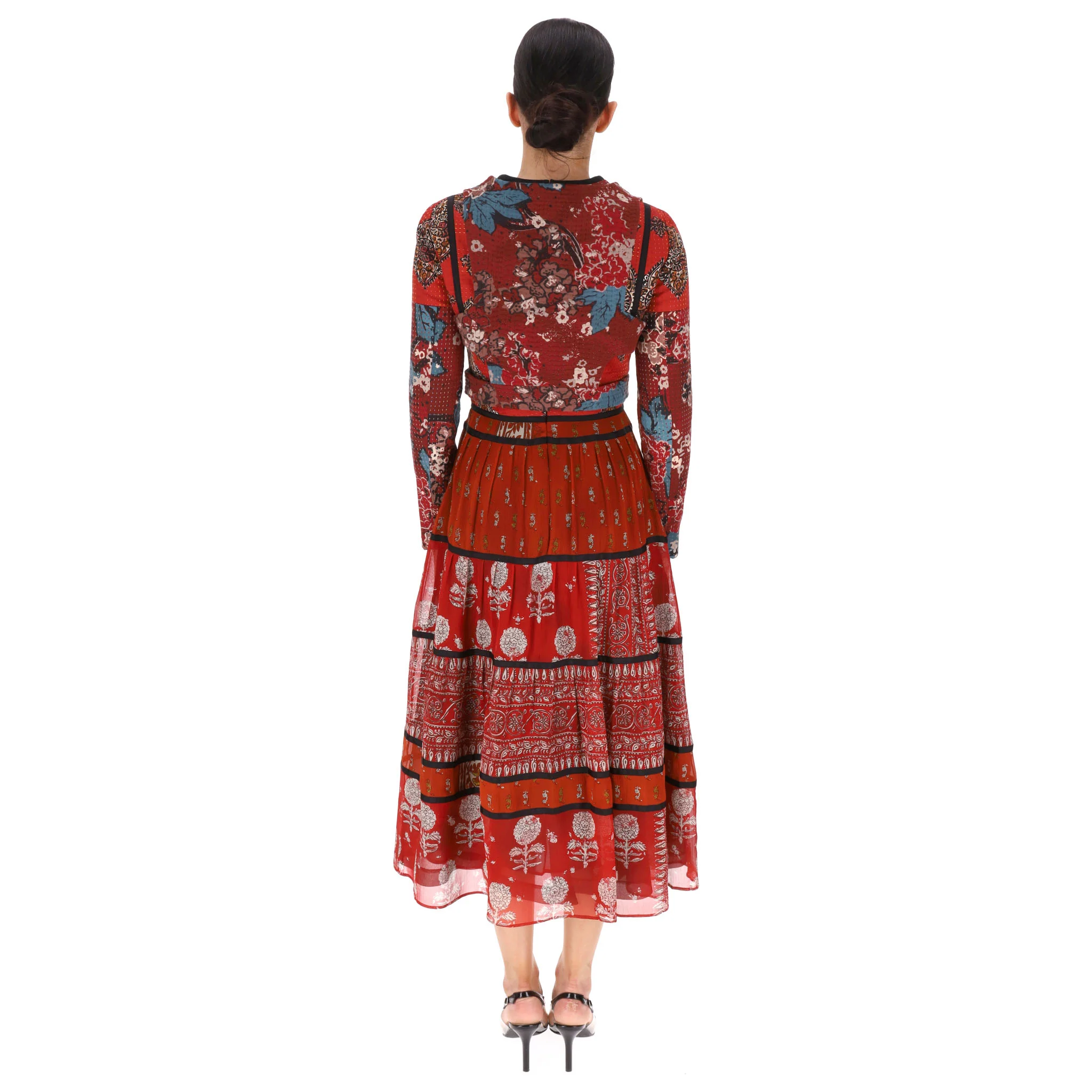 Burberry Prorsum Multi-Patterned Patchwork Silk Dress. Size 40IT - Image 4