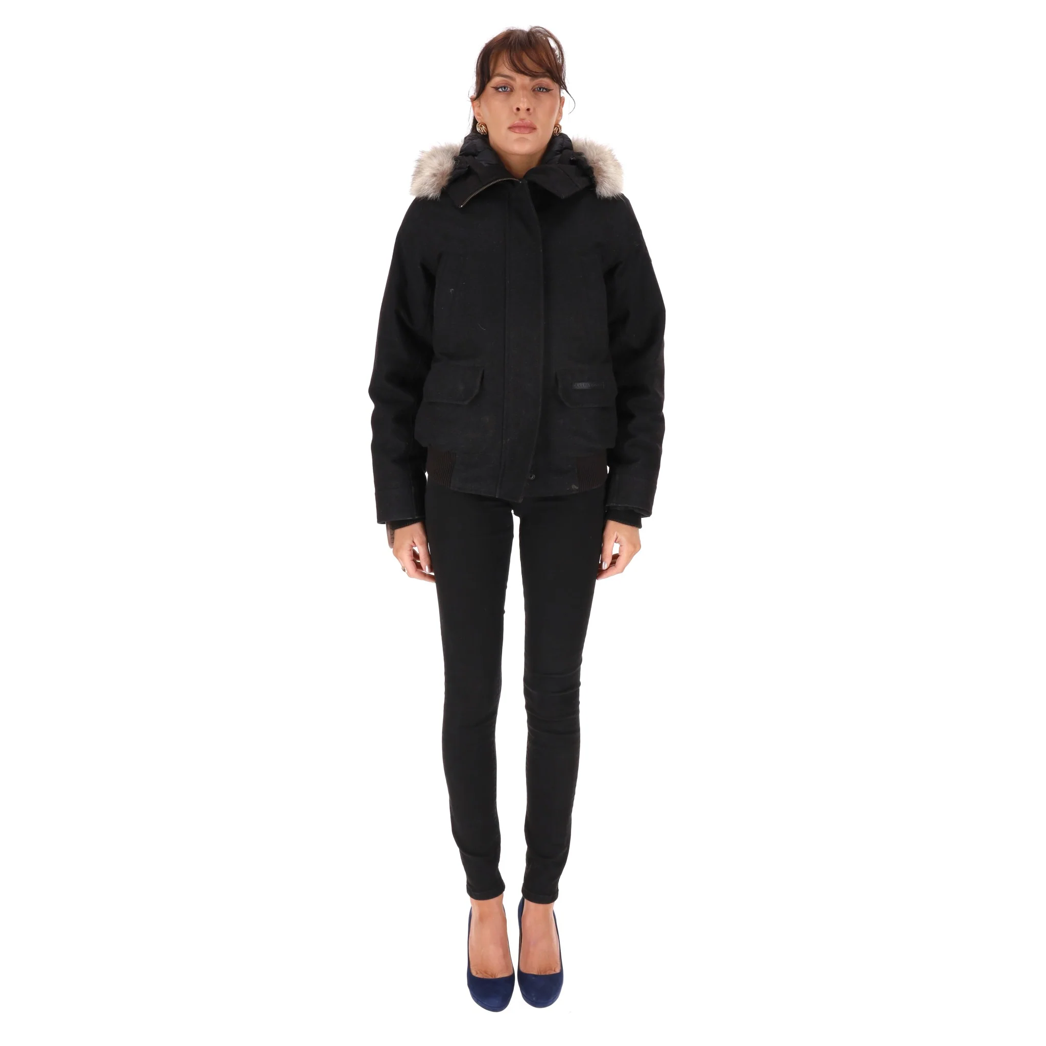 Canada Goose & Loro Piana Wool & Down Bomber Jacket With Coyote Fur Trim. Size S - Image 2