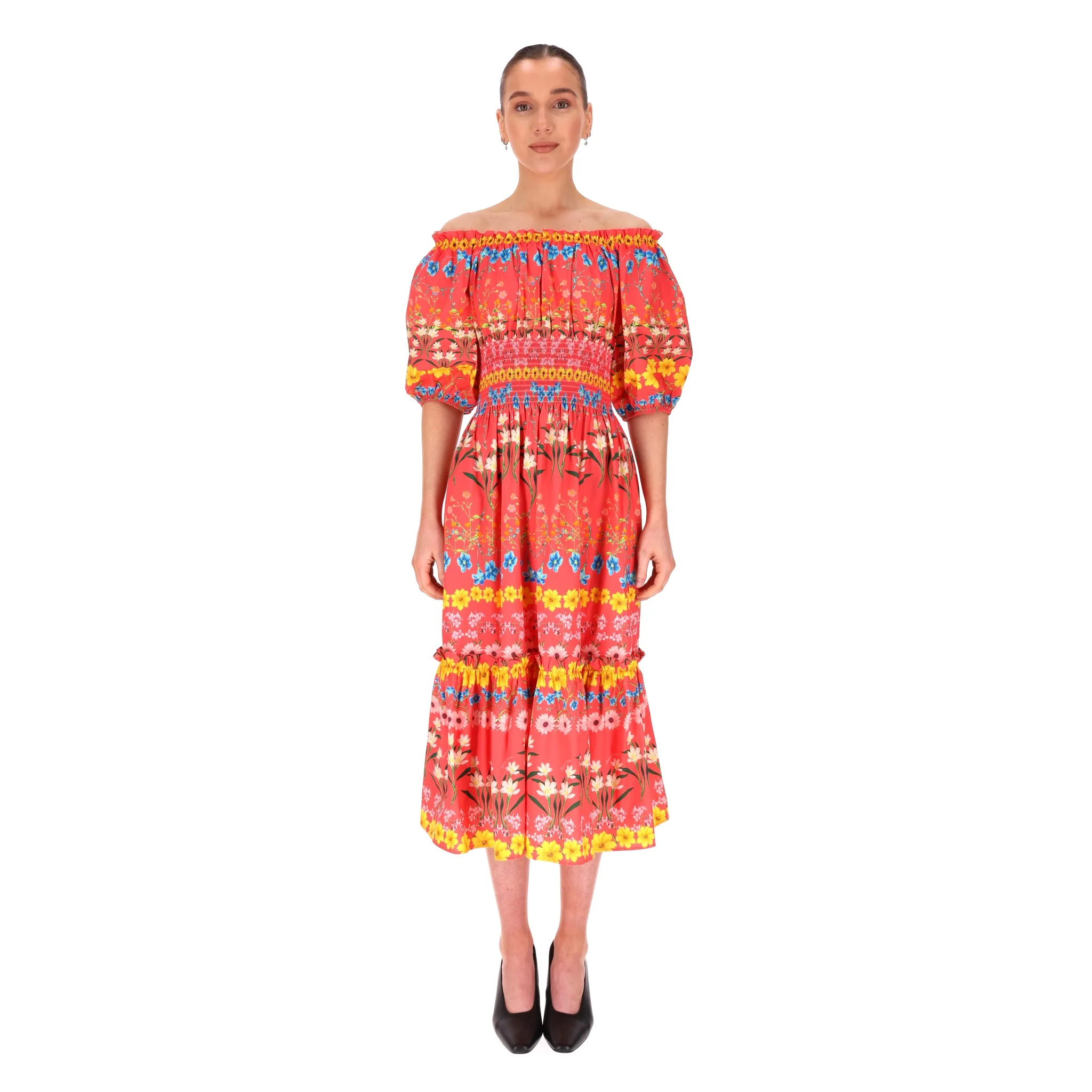 Cara Cara Off-The-Shoulder Floral Print Cotton Dress. Size XS - Image 2