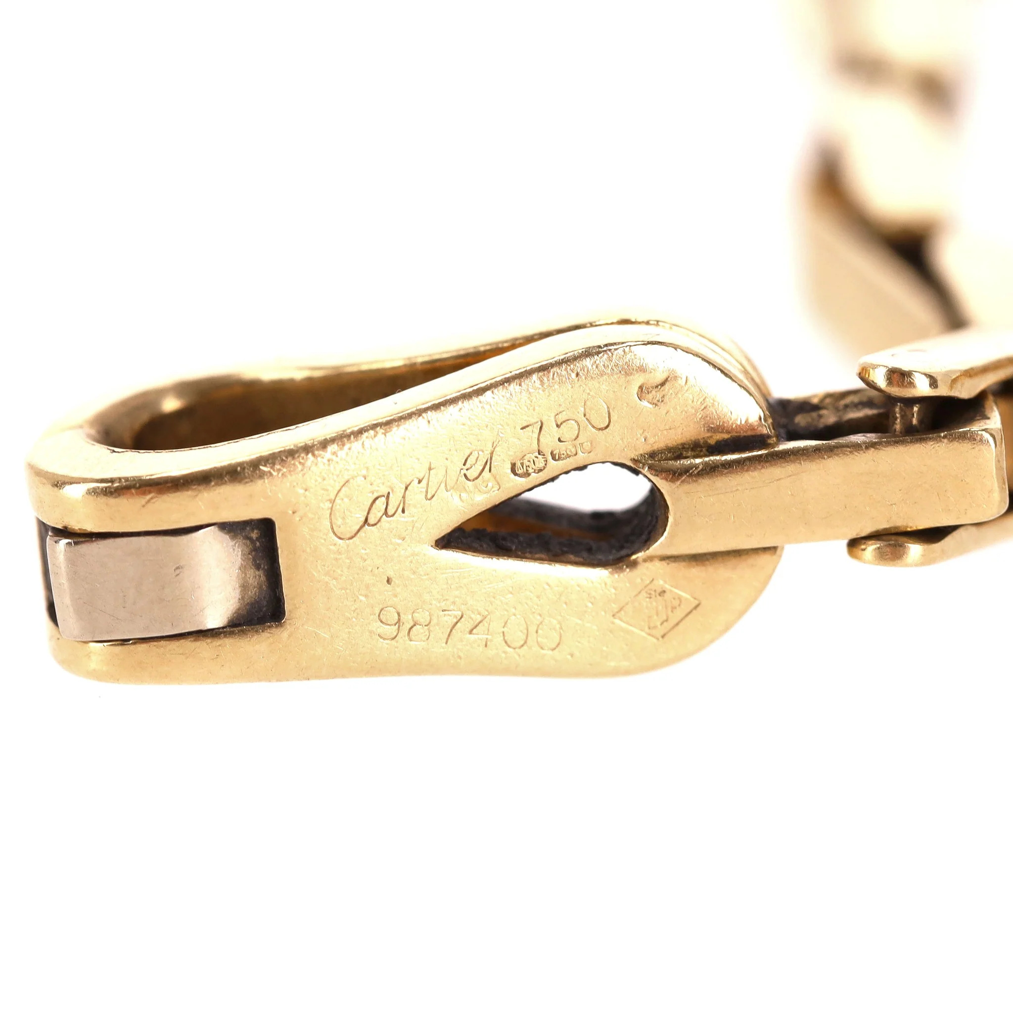 Cartier 18k Gold Agrafe Bracelet With Cartier Logo Charm - Image 8