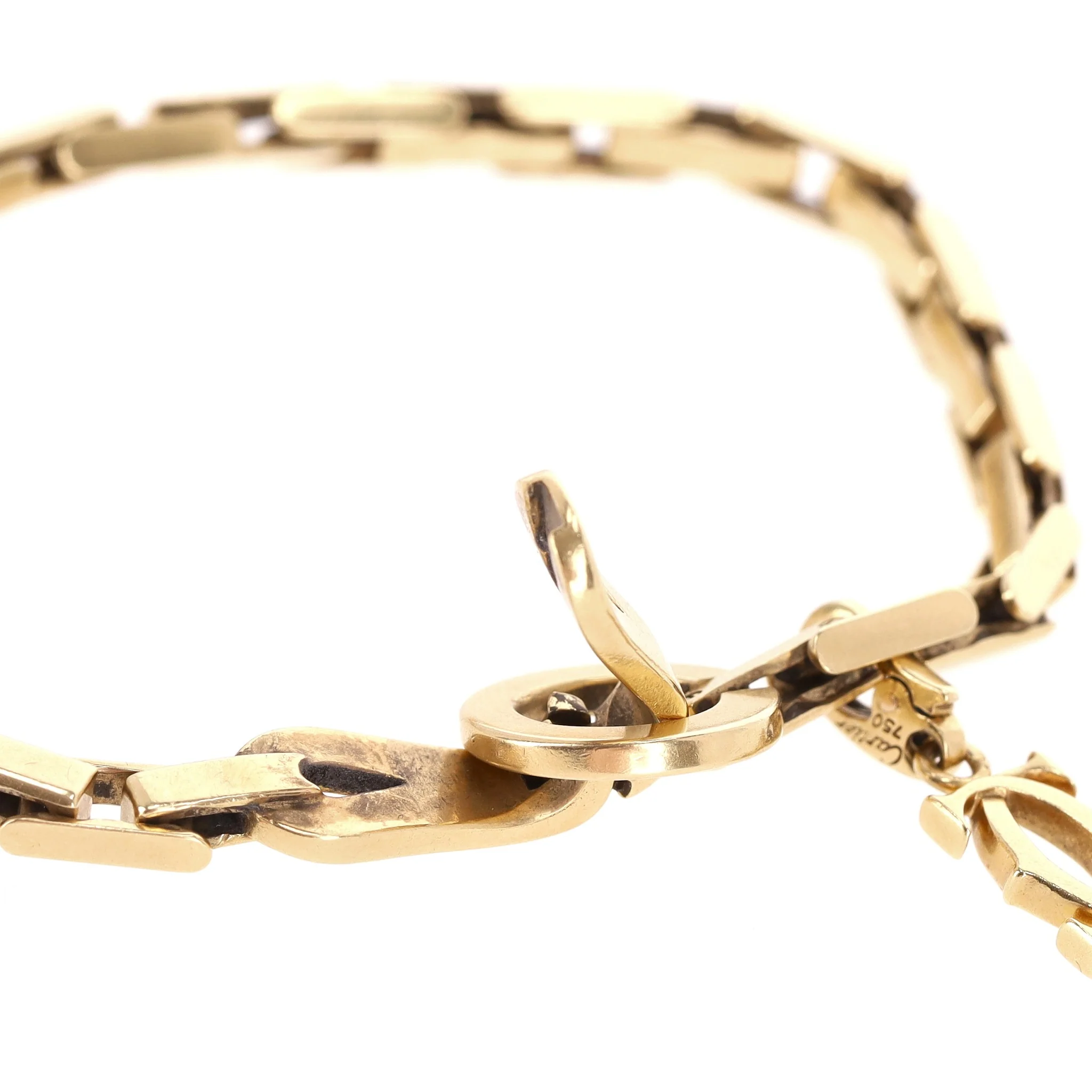 Cartier 18k Gold Agrafe Bracelet With Cartier Logo Charm - Image 9