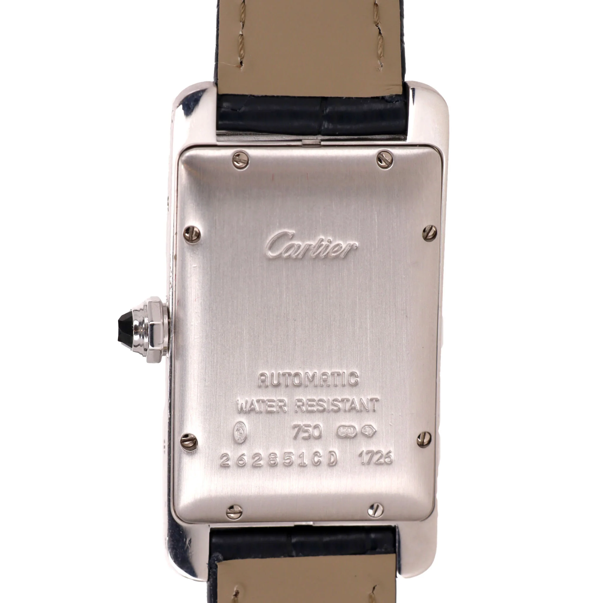 Cartier 18k White Gold Tank Americaine Watch With Alligator Strap - Image 10