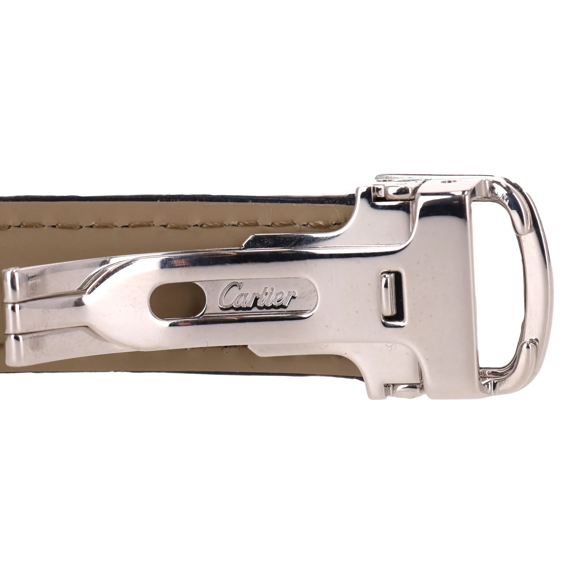 Cartier 18k White Gold Tank Americaine Watch With Alligator Strap - Image 9