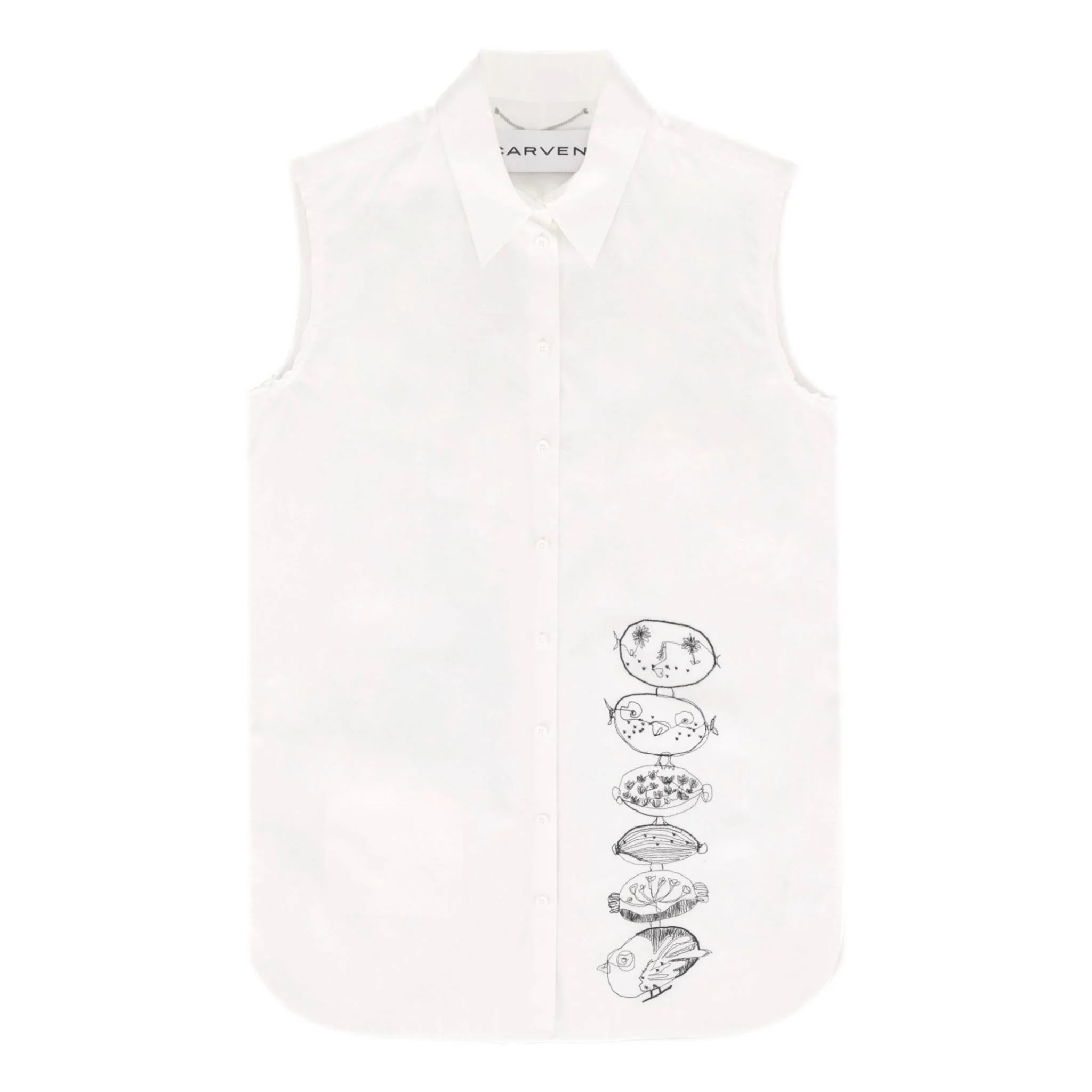 Carven Embroidery Detail Cotton Shirt. Size 38FR