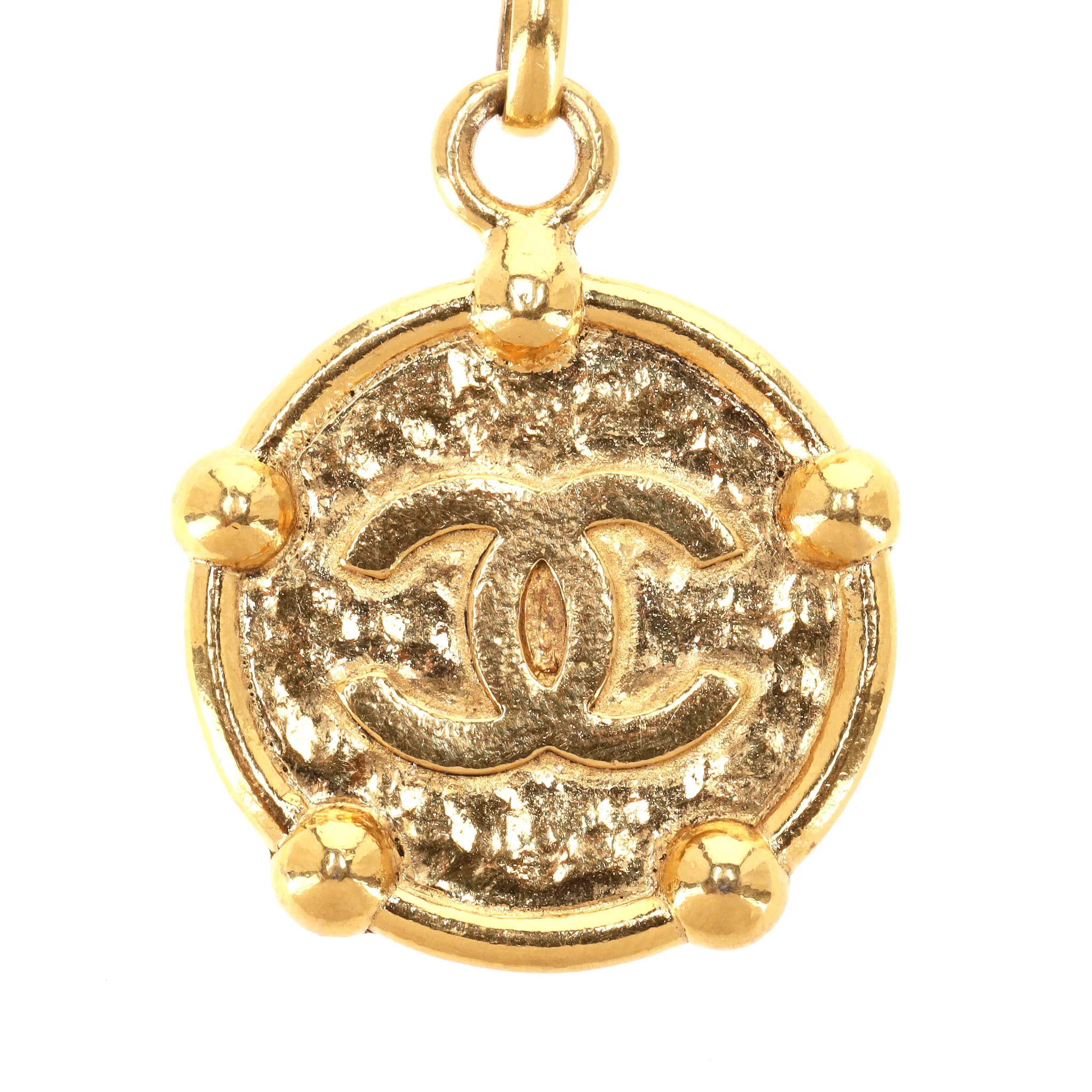 Chanel 24k Gold Plated Fancy Link Bracelet With 'CC' Medallion Charm - Image 3