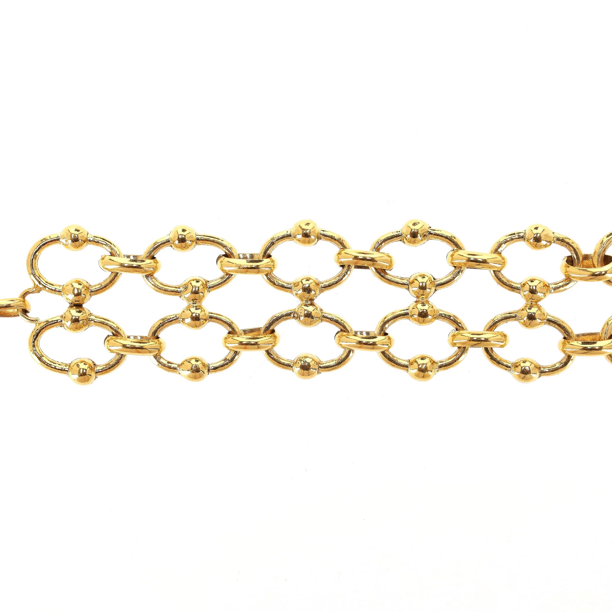 Chanel 24k Gold Plated Fancy Link Bracelet With 'CC' Medallion Charm - Image 4