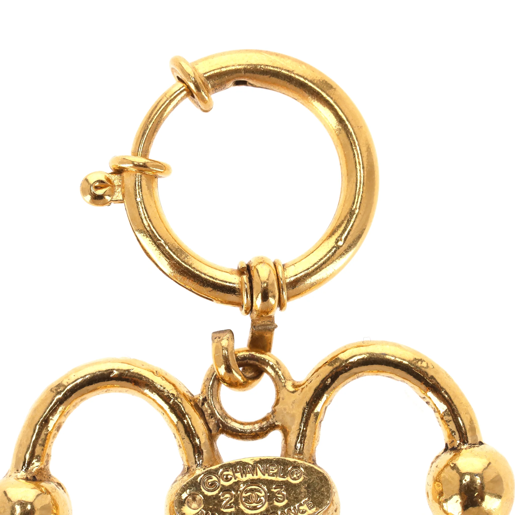 Chanel 24k Gold Plated Fancy Link Bracelet With 'CC' Medallion Charm - Image 6