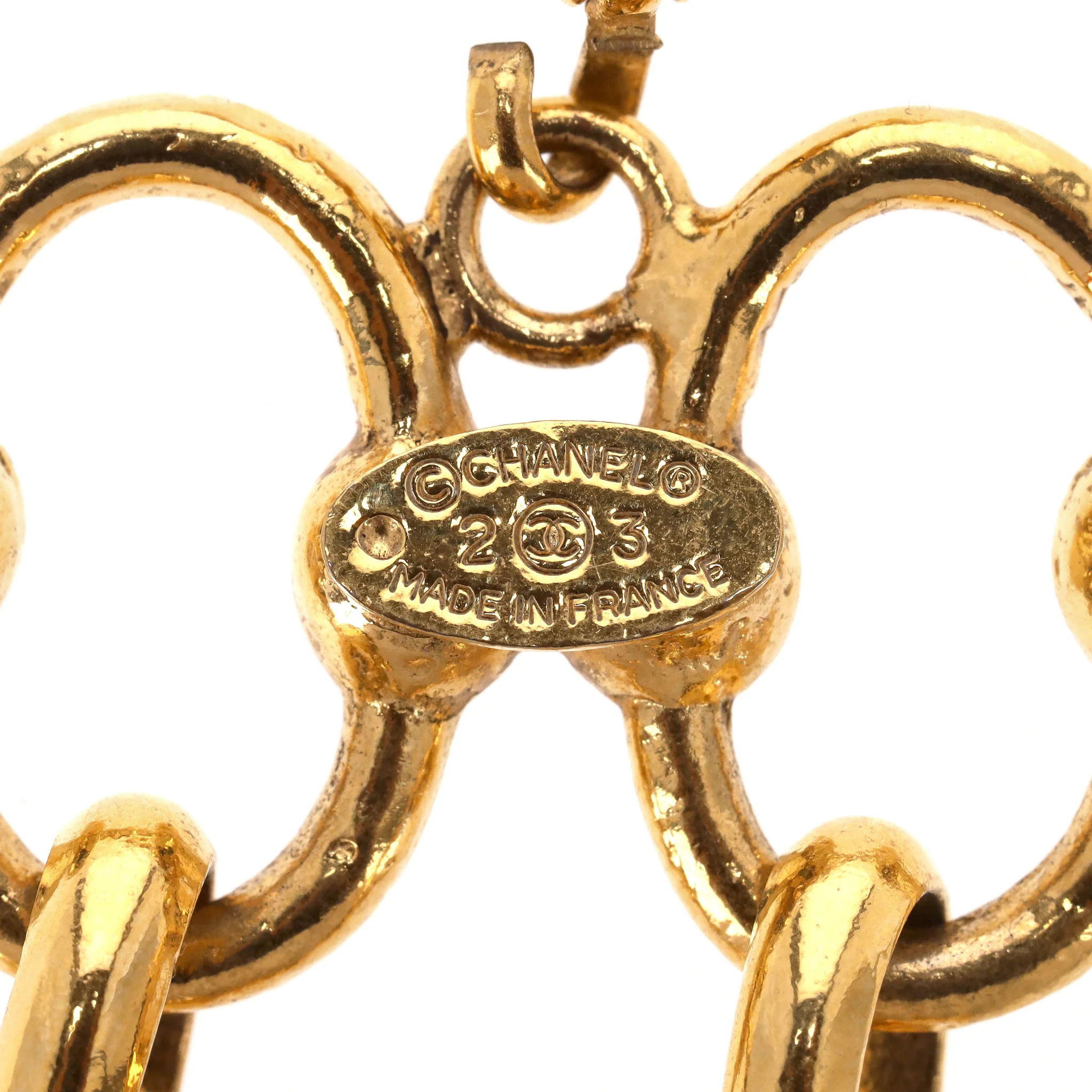Chanel 24k Gold Plated Fancy Link Bracelet With 'CC' Medallion Charm - Image 7