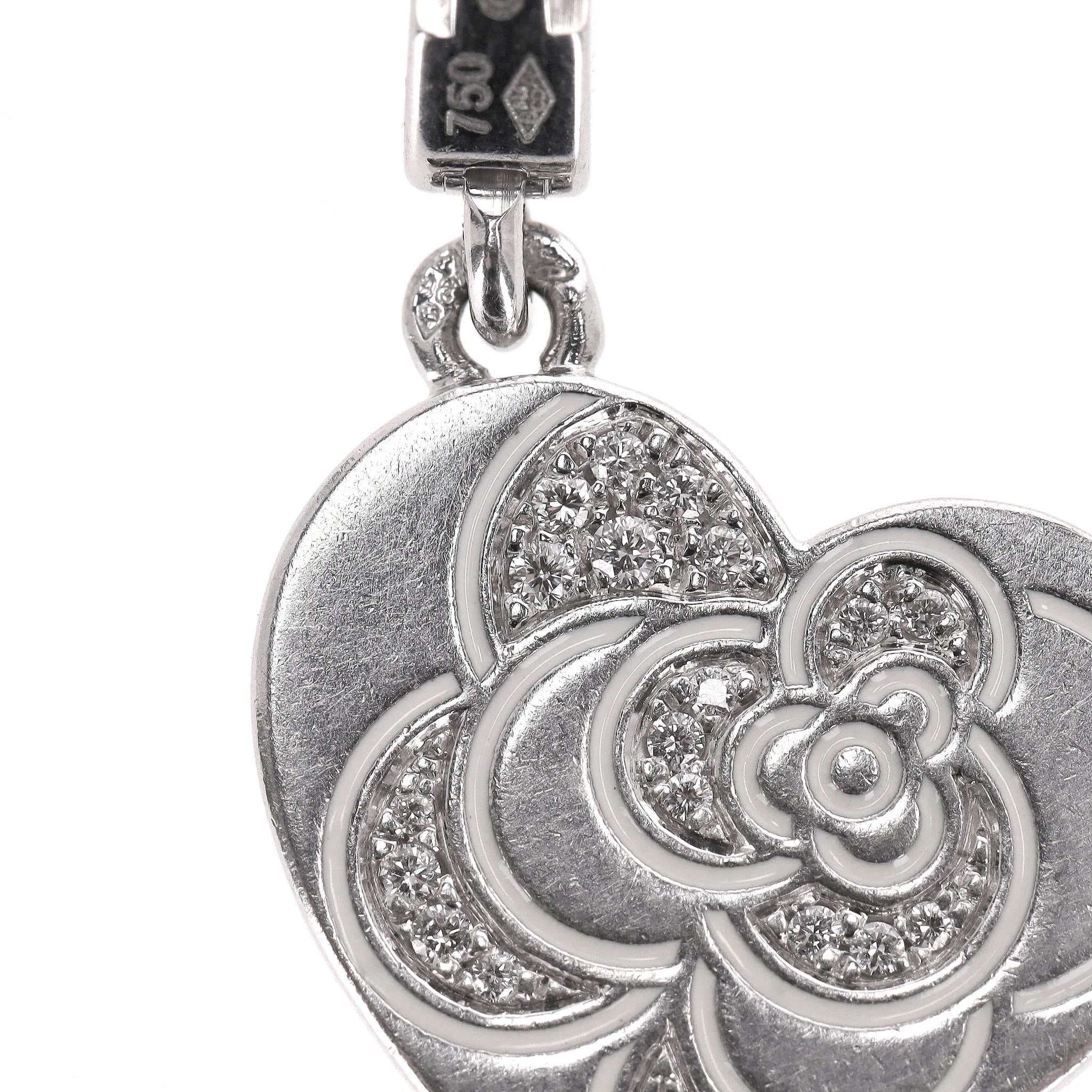 Chanel 18K White Gold & Diamond Camellia Heart-Shaped Charm - Image 5
