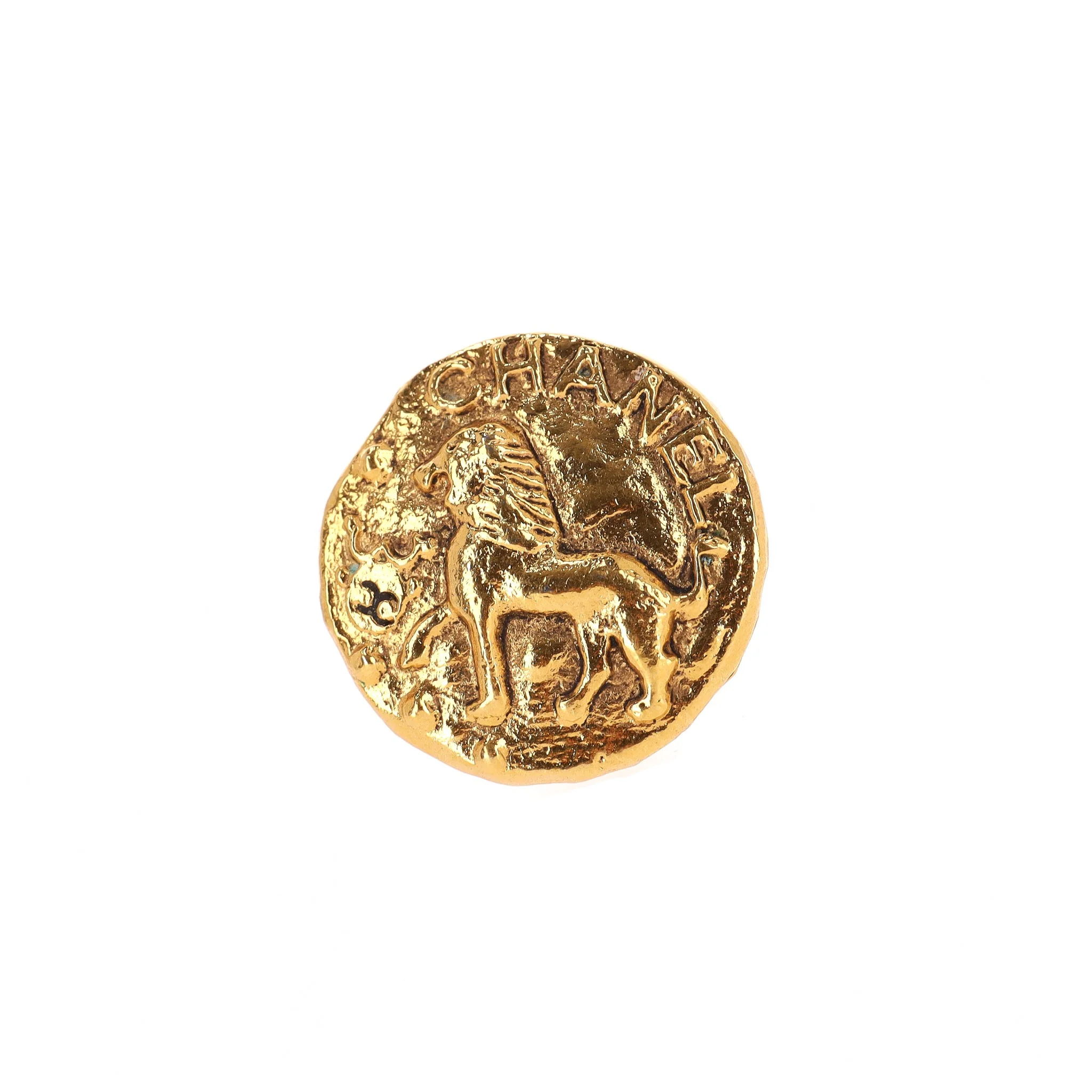 Chanel 1980's 24k Gold Plated Lion Clip-On Earrings - Image 4