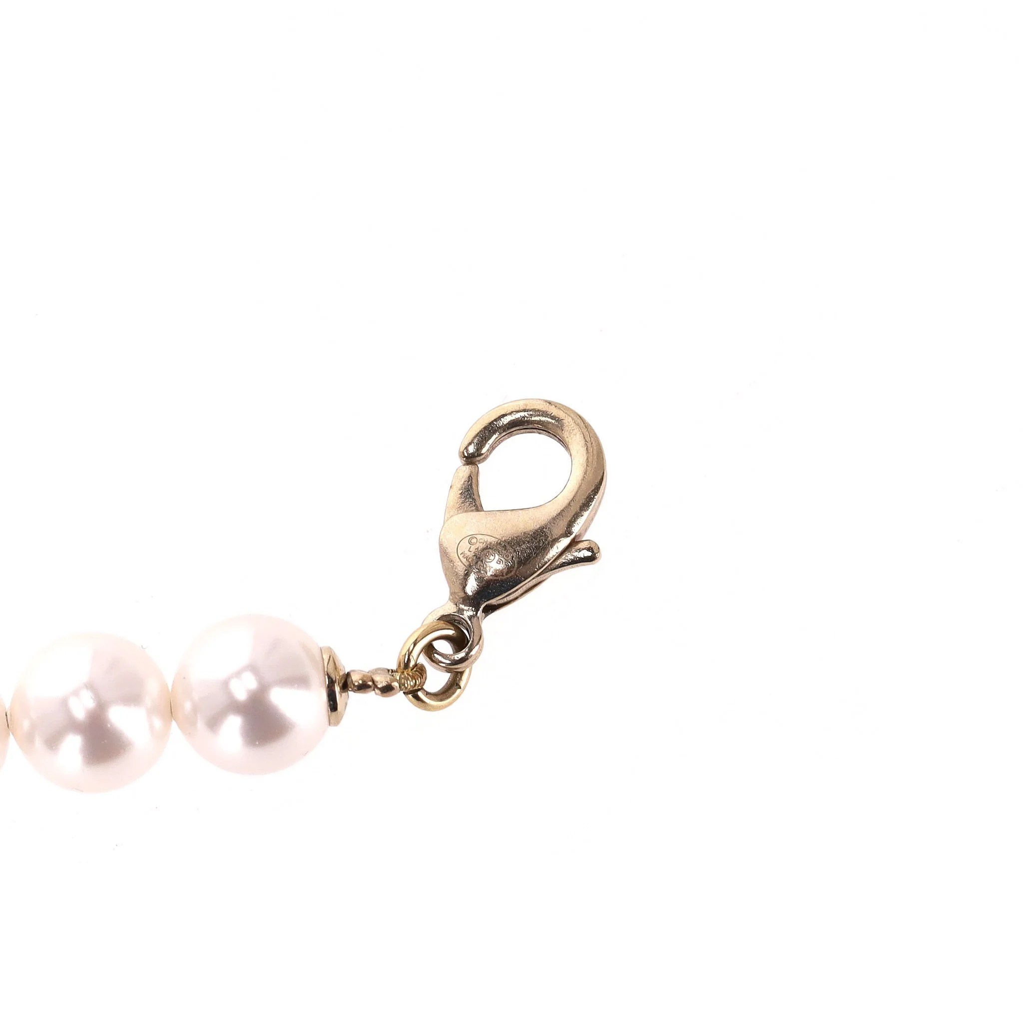 Chanel Pearl Choker Necklace With Crystal Embellished 'Chanel' Signature - Image 8