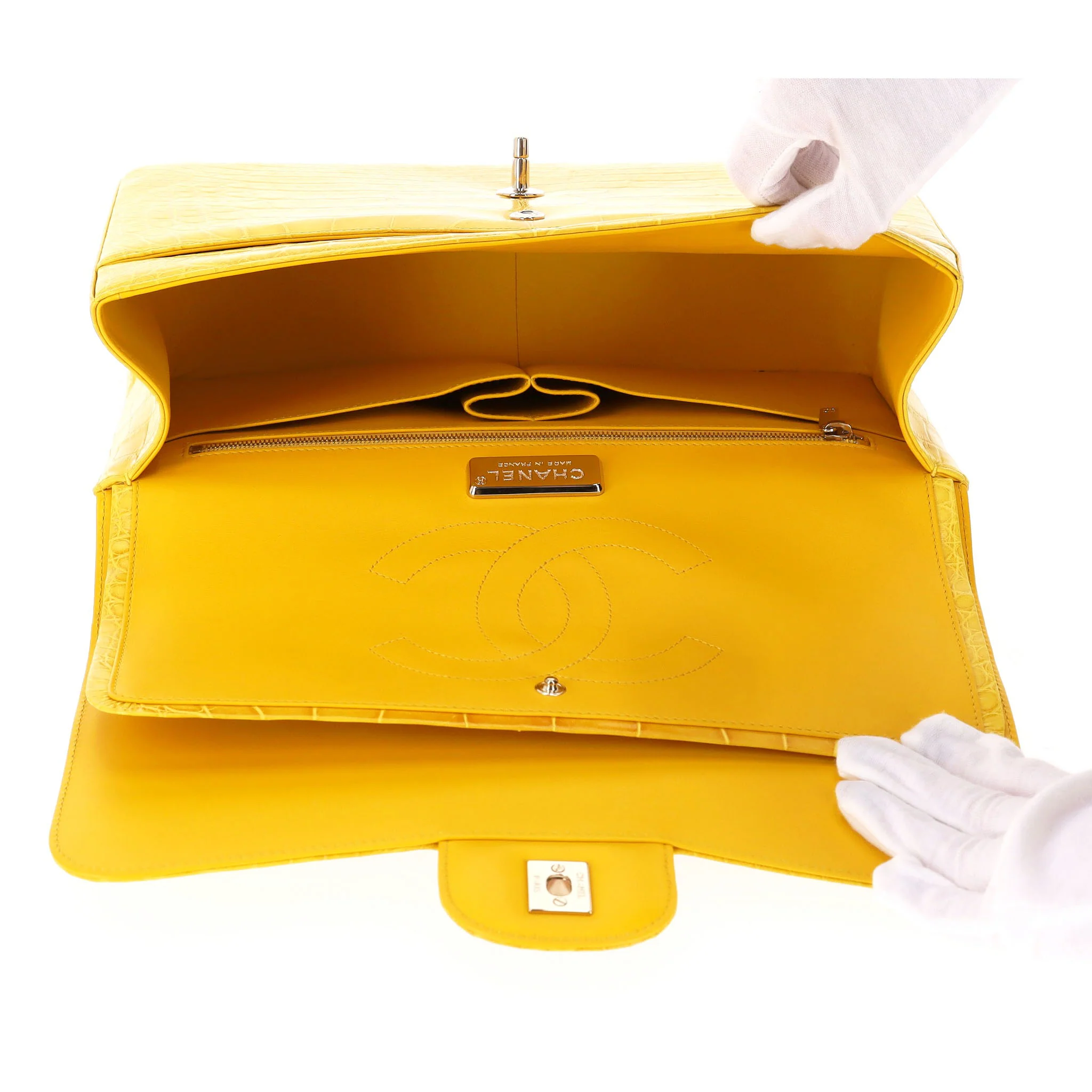 Chanel Ombre Shiny Alligator Skin Jumbo Double Flap Hand Bag - Image 6