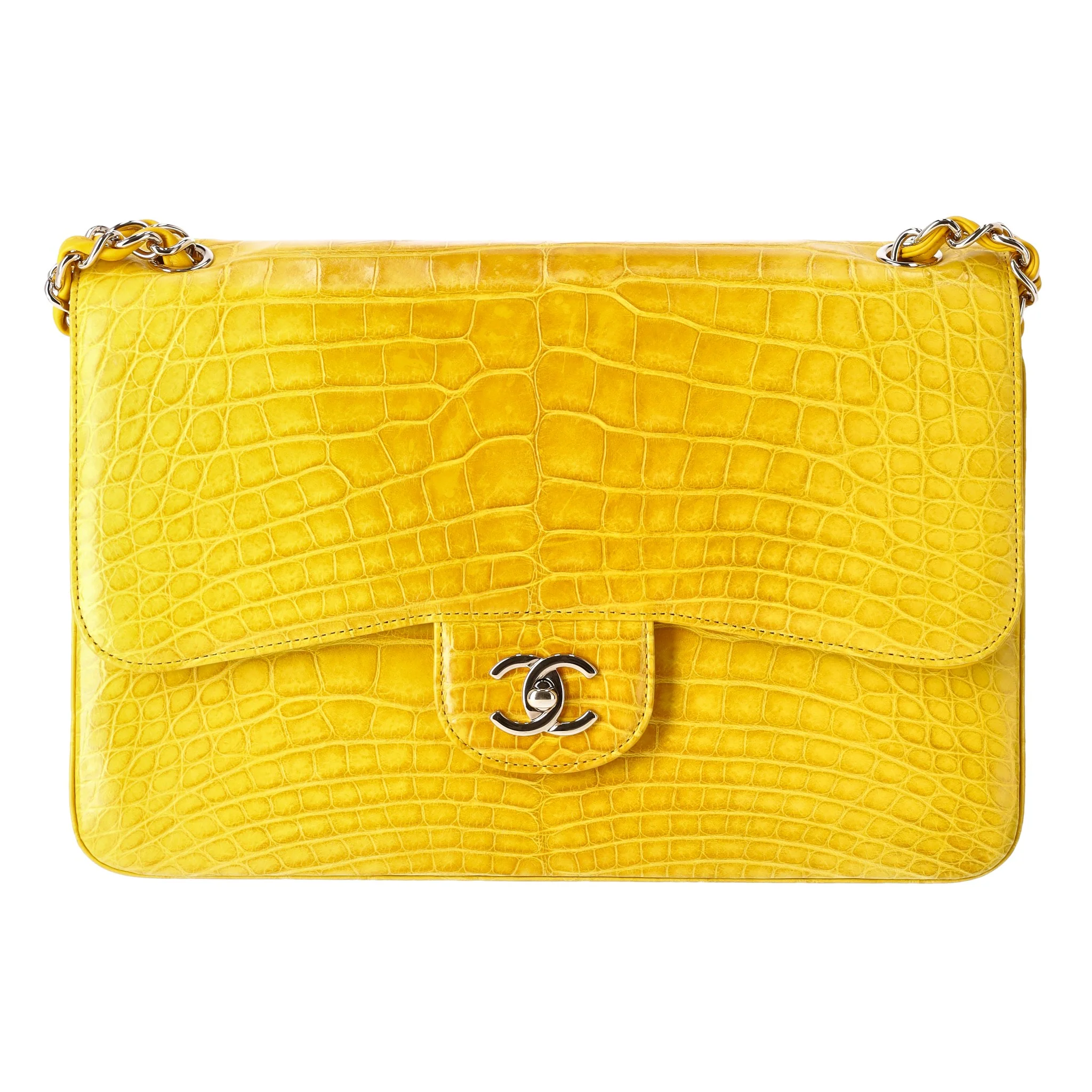 Chanel Ombre Shiny Alligator Skin Jumbo Double Flap Hand Bag - Image 7