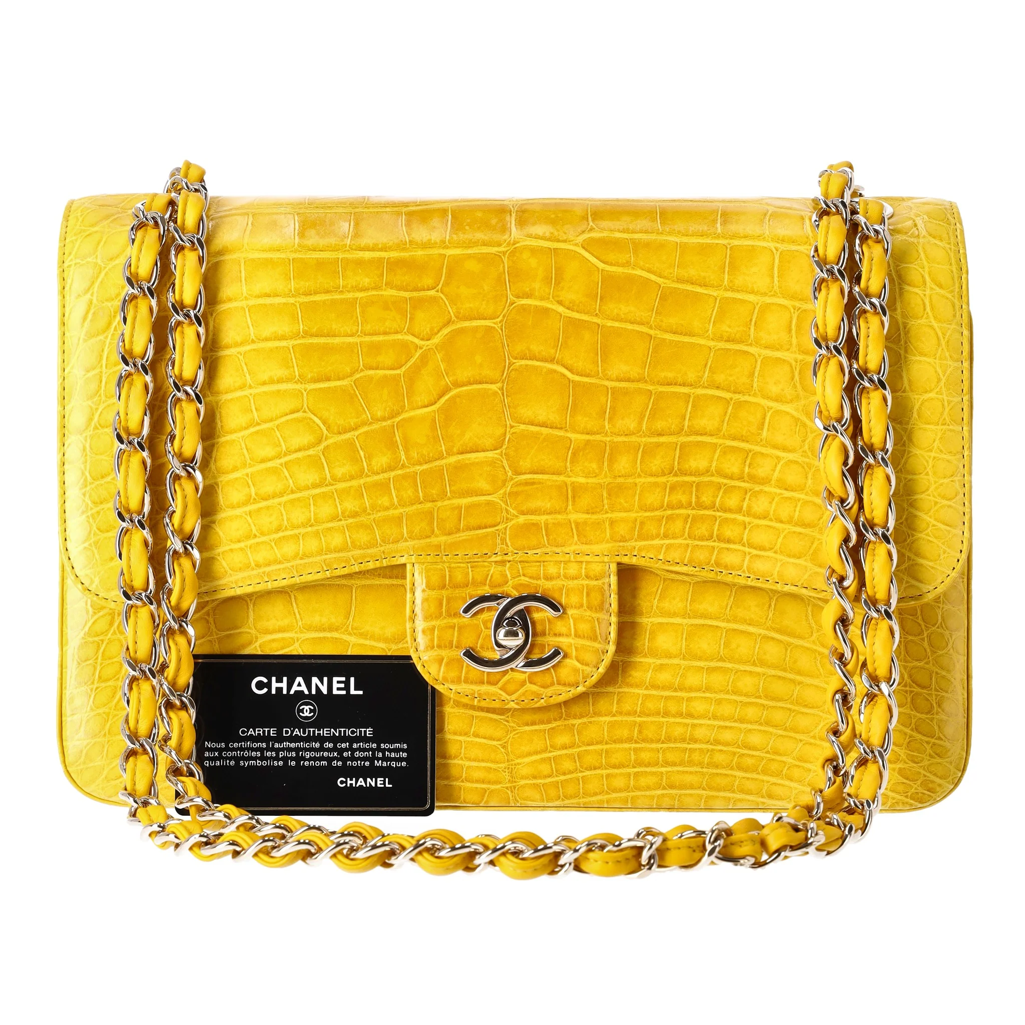 Chanel Ombre Shiny Alligator Skin Jumbo Double Flap Hand Bag - Image 9