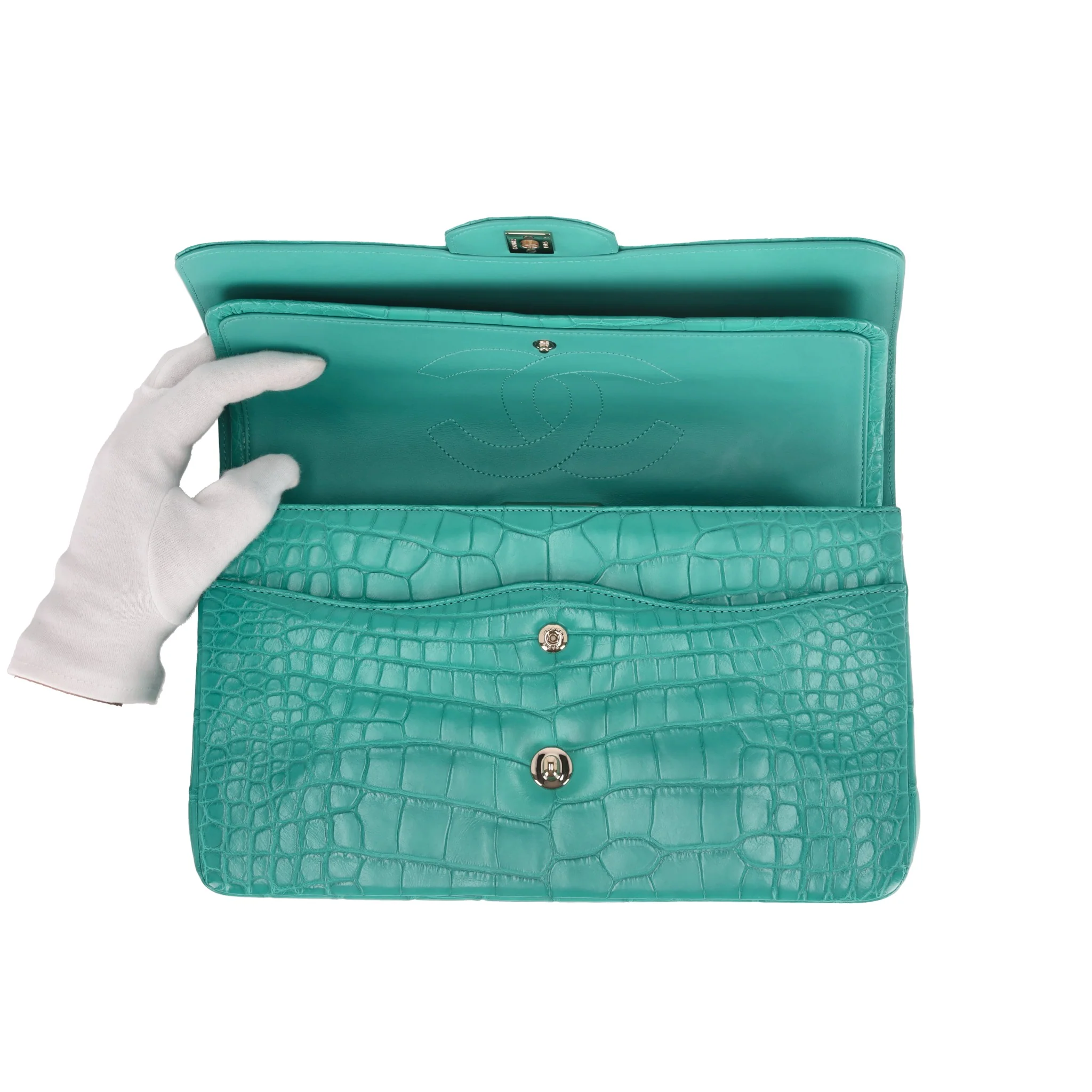 Chanel Matte Alligator Jumbo Double Flap Bag - Image 6