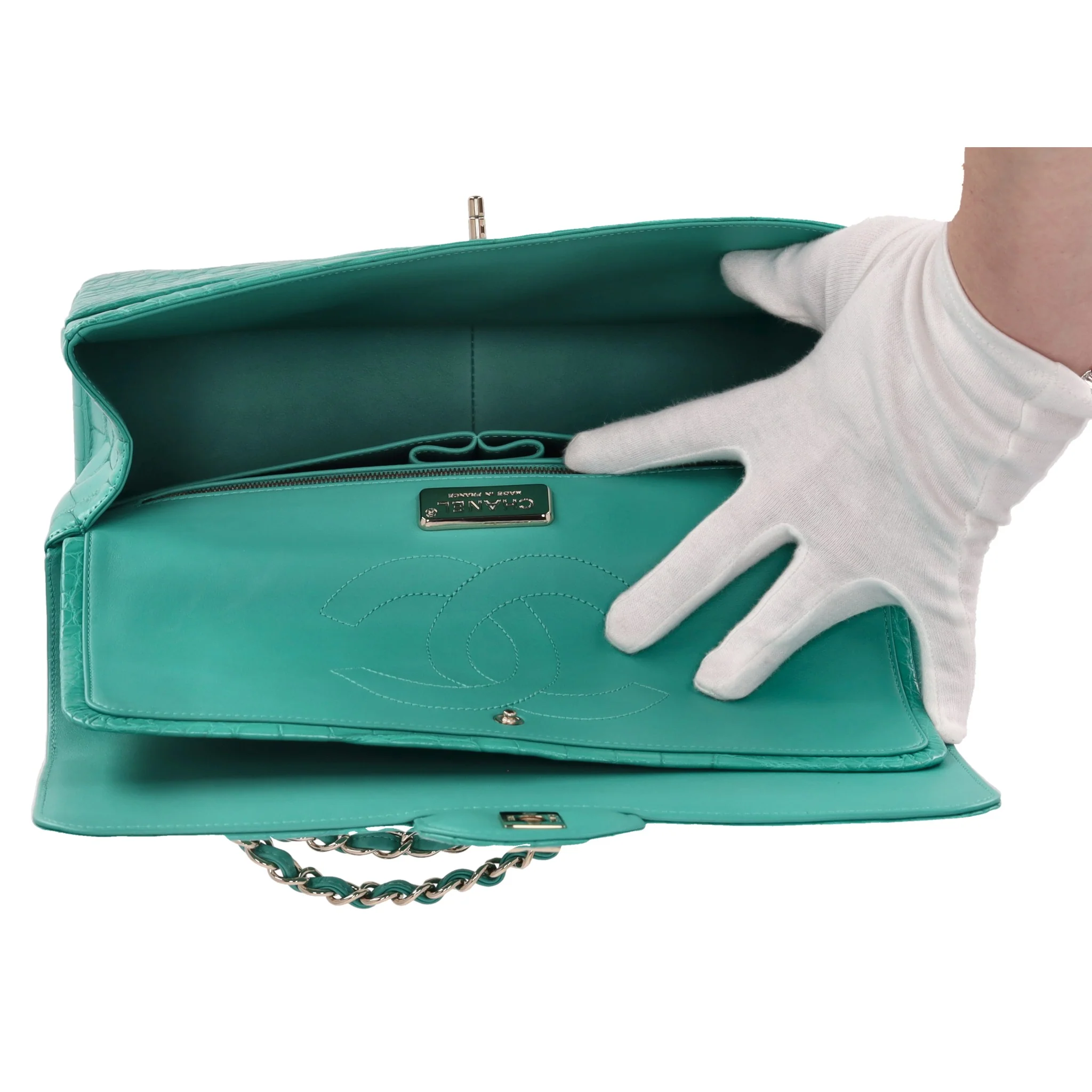 Chanel Matte Alligator Jumbo Double Flap Bag - Image 7