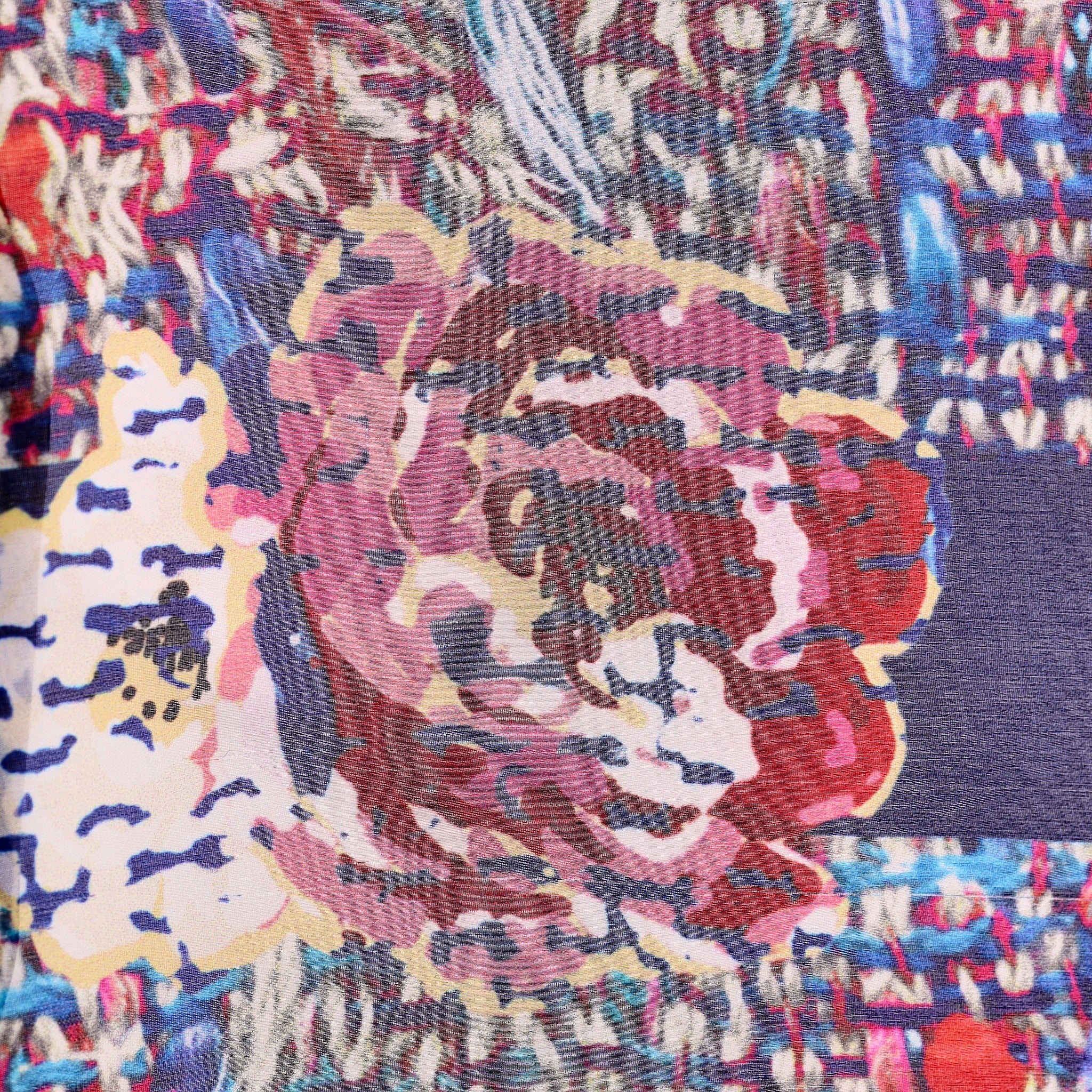 Chanel Camellia Flower & Tweed Print Silk Scarf - Image 6