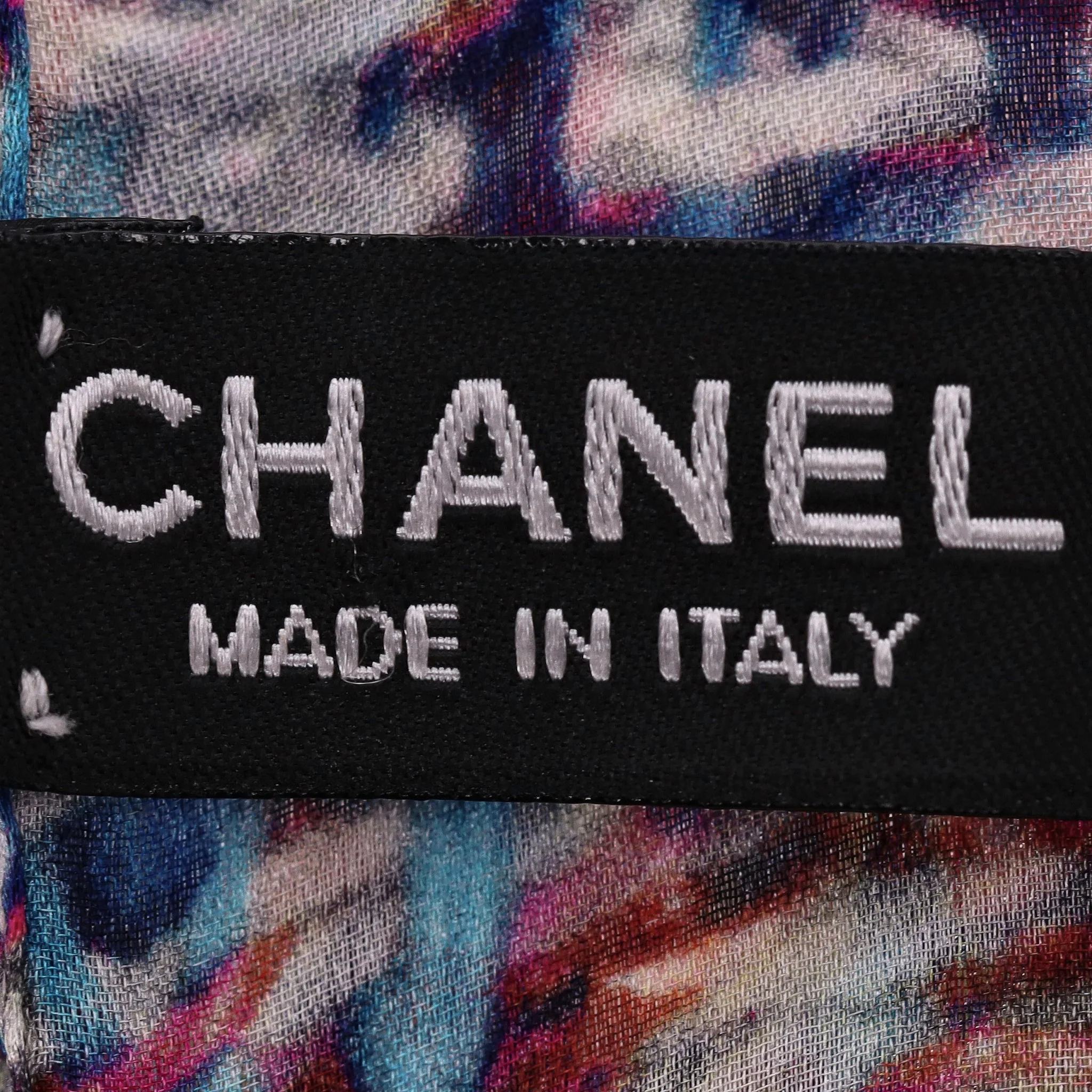 Chanel Camellia Flower & Tweed Print Silk Scarf - Image 7