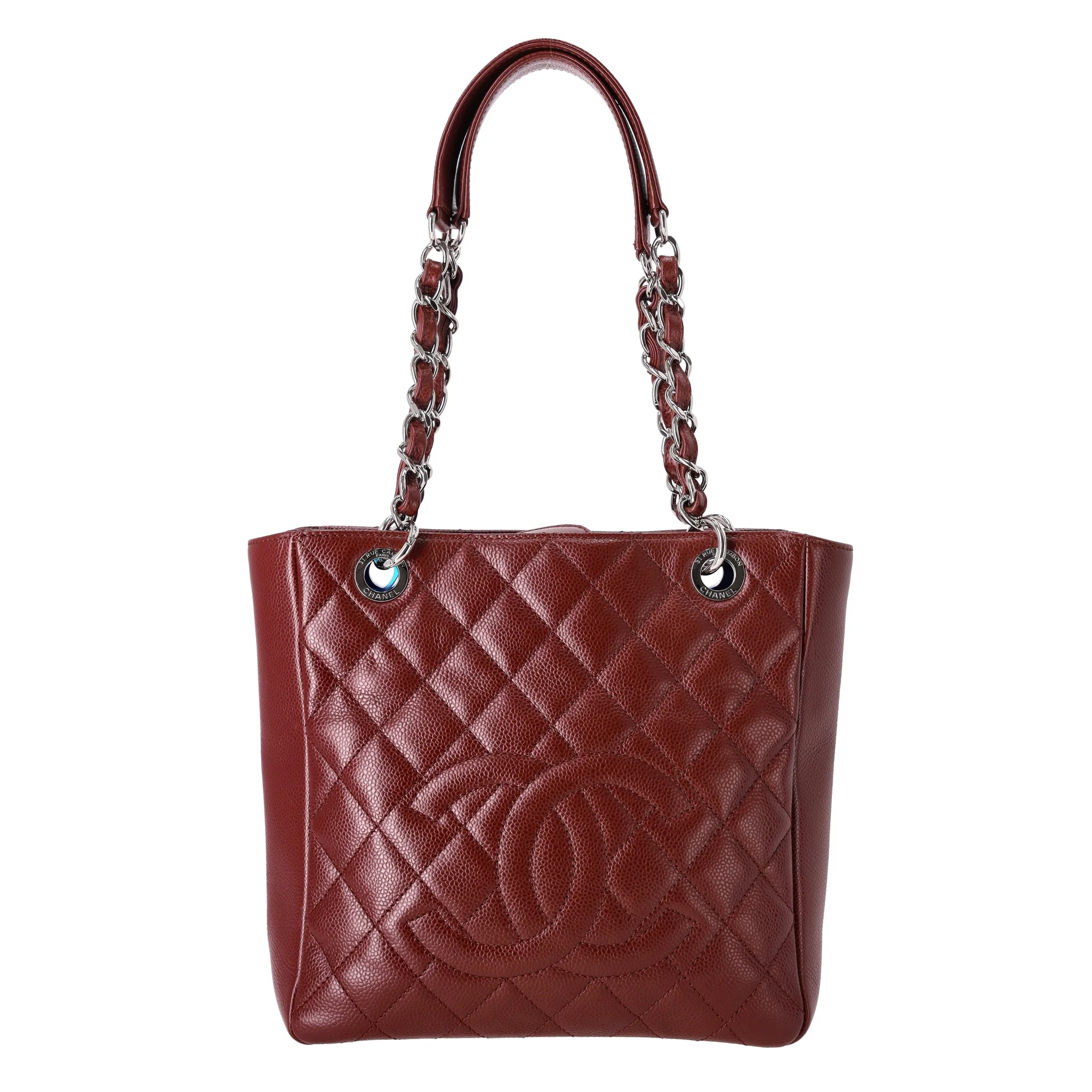 Chanel 'CC' Logo Caviar Leather Petite Shopping Tote Bag