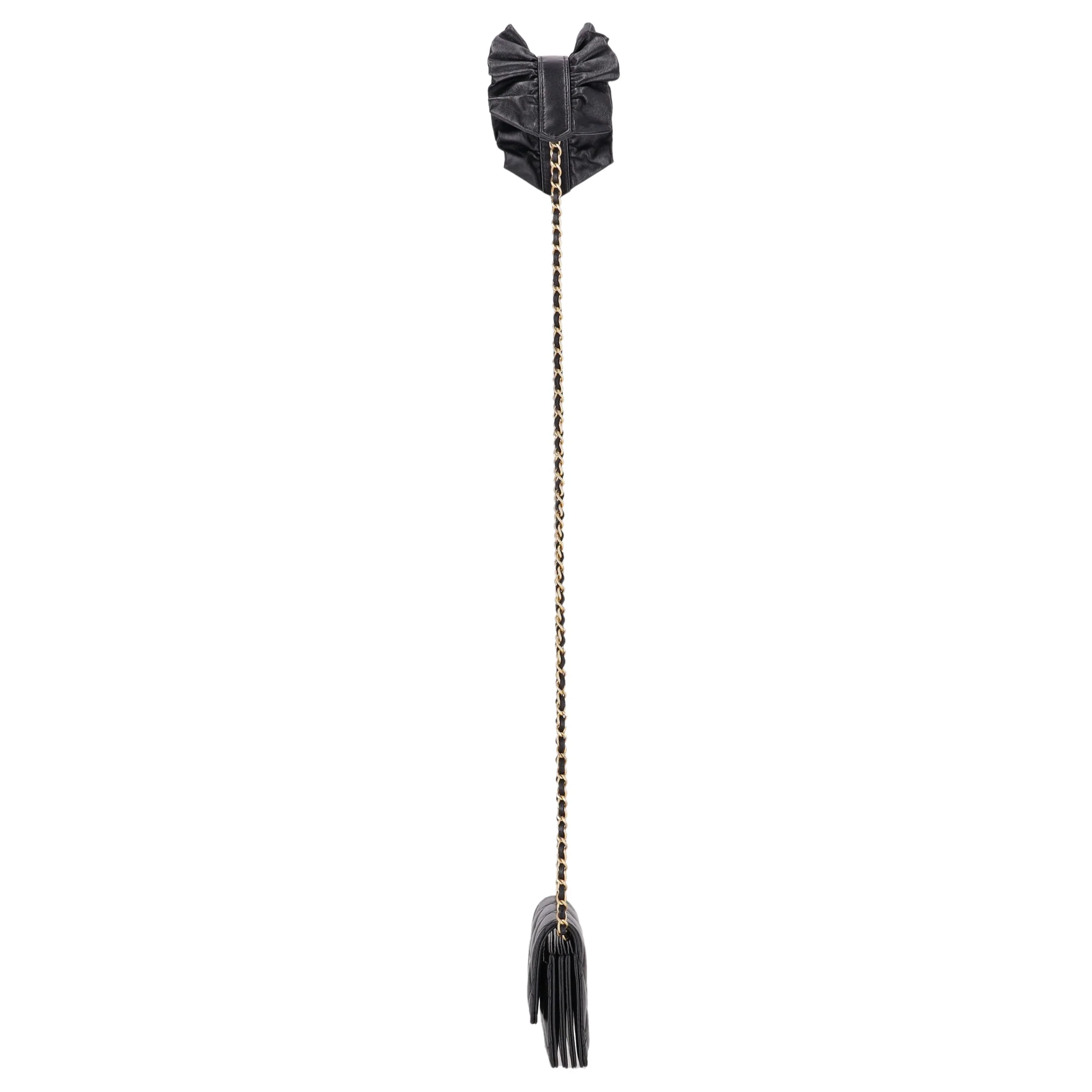 Chanel 'CC' Logo Diamond Quilted Lambskin Leather Card/Wallet On Chain With Ruffled Shoulder Pad - Image 6