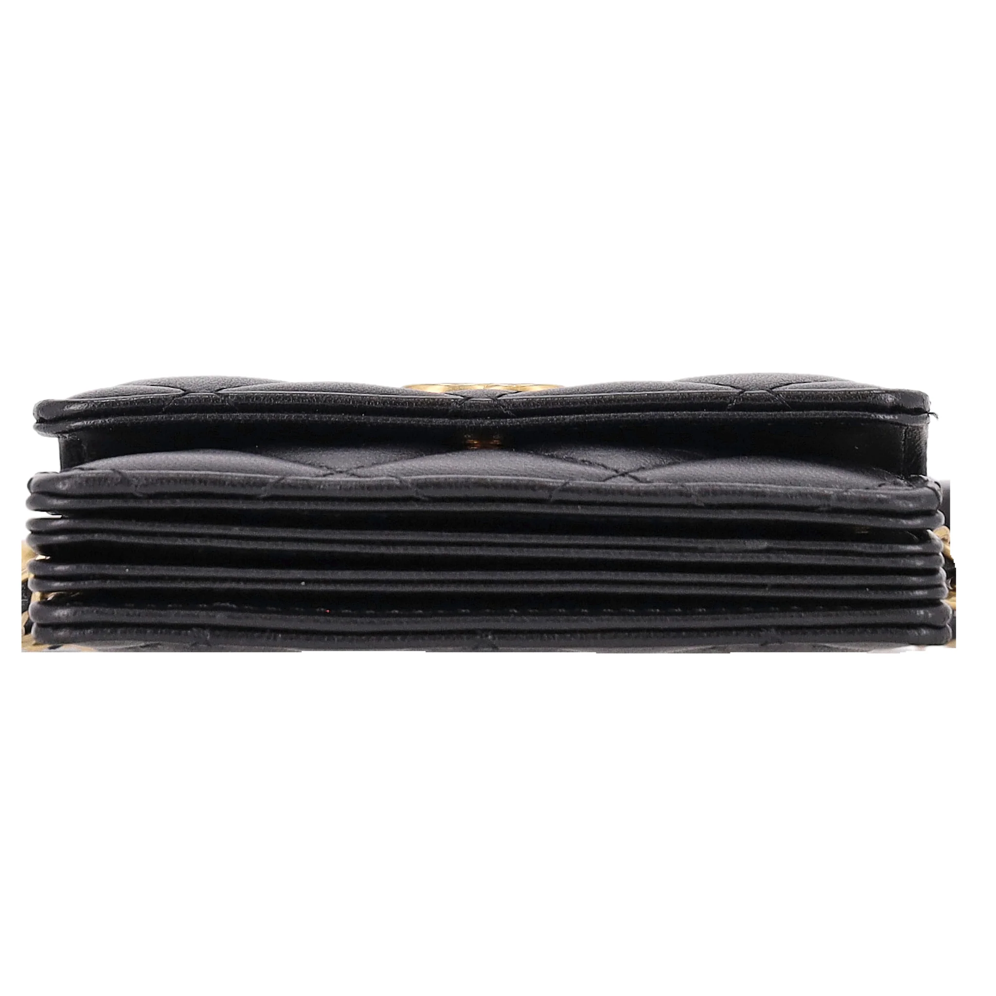 Chanel 'CC' Logo Diamond Quilted Lambskin Leather Card/Wallet On Chain With Ruffled Shoulder Pad - Image 8