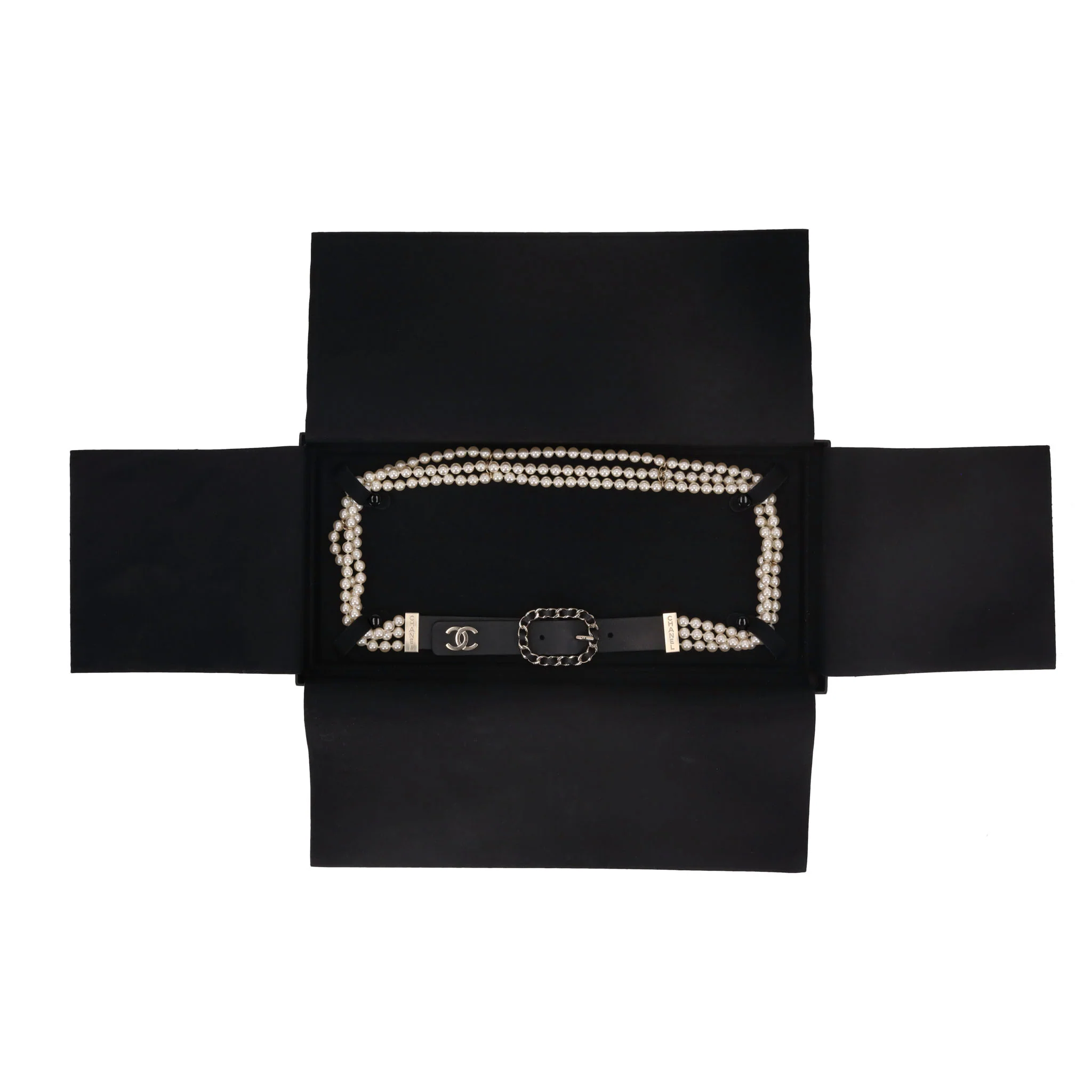 Chanel 'CC' Logo, Leather & Chain Pearl Belt - Image 5