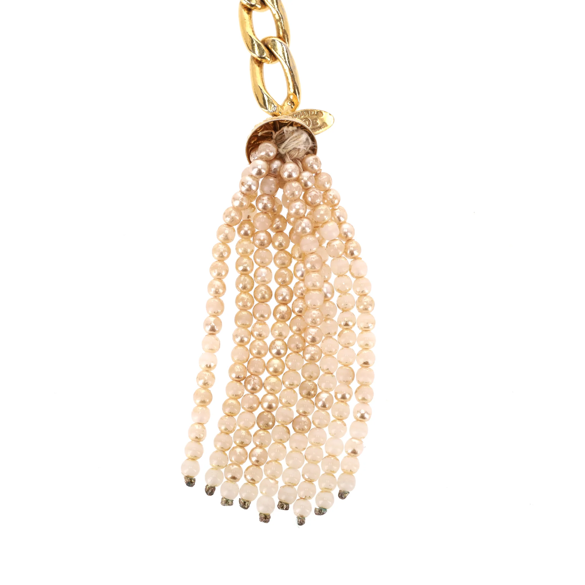Chanel 'CC' Logo Pearl & 24k Gold Plated Chain Multi-Strand Belt - Image 5