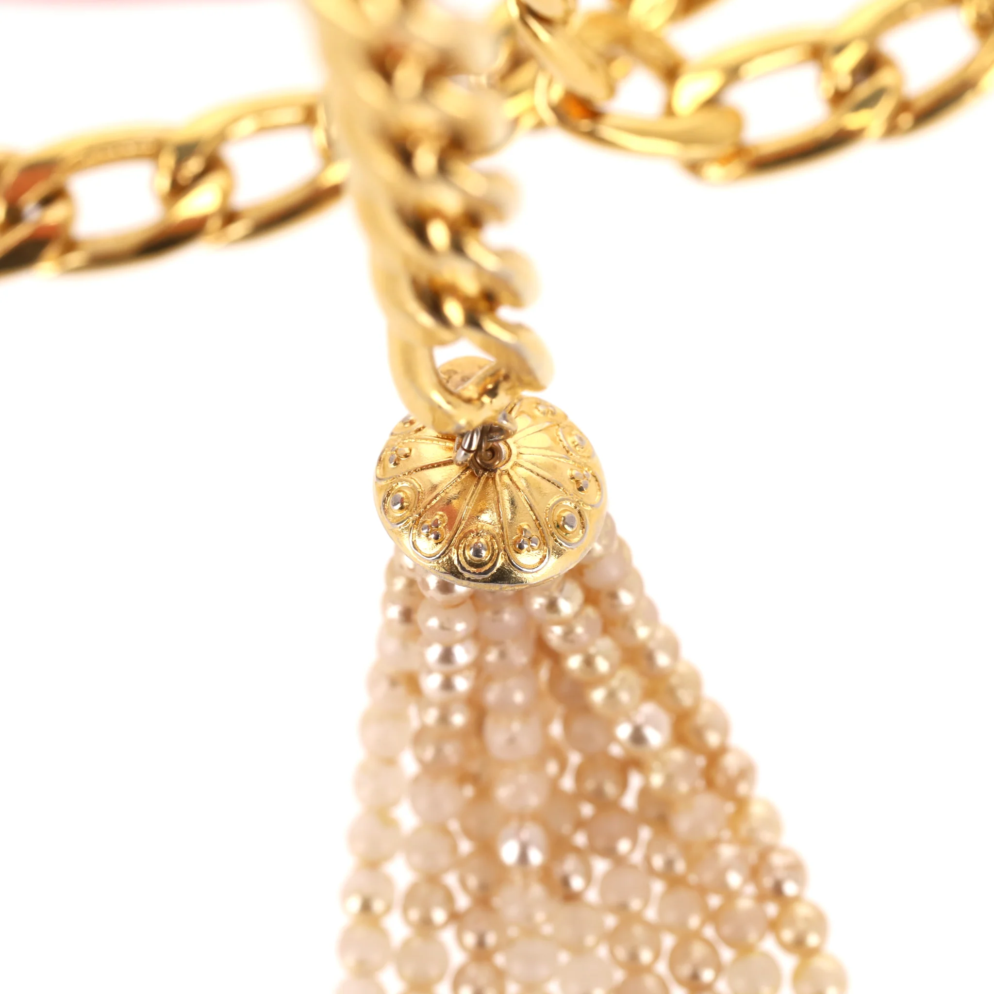 Chanel 'CC' Logo Pearl & 24k Gold Plated Chain Multi-Strand Belt - Image 9