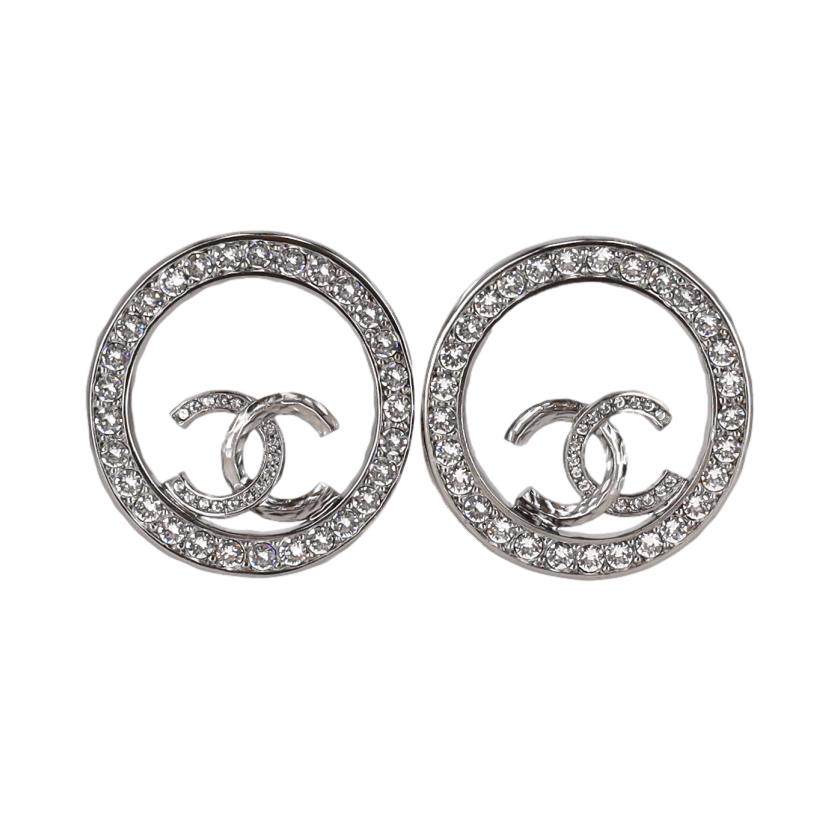 Chanel Oversized 'CC' Logo Swarovski Crystal Encrusted Hoop Earrings