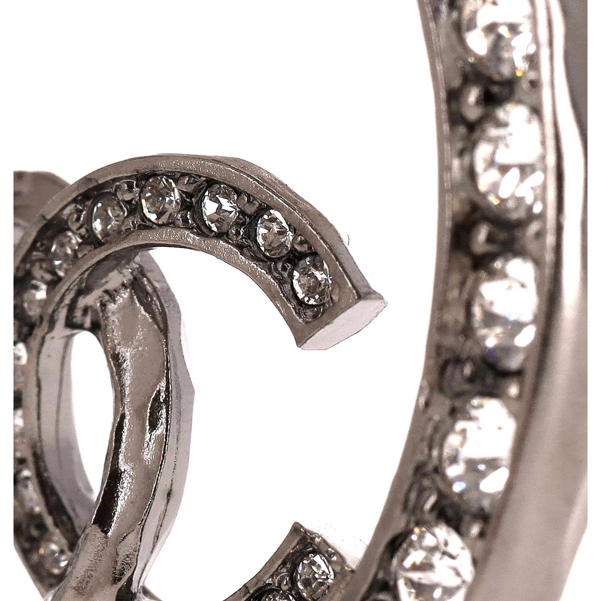 Chanel Oversized 'CC' Logo Swarovski Crystal Encrusted Hoop Earrings - Image 8