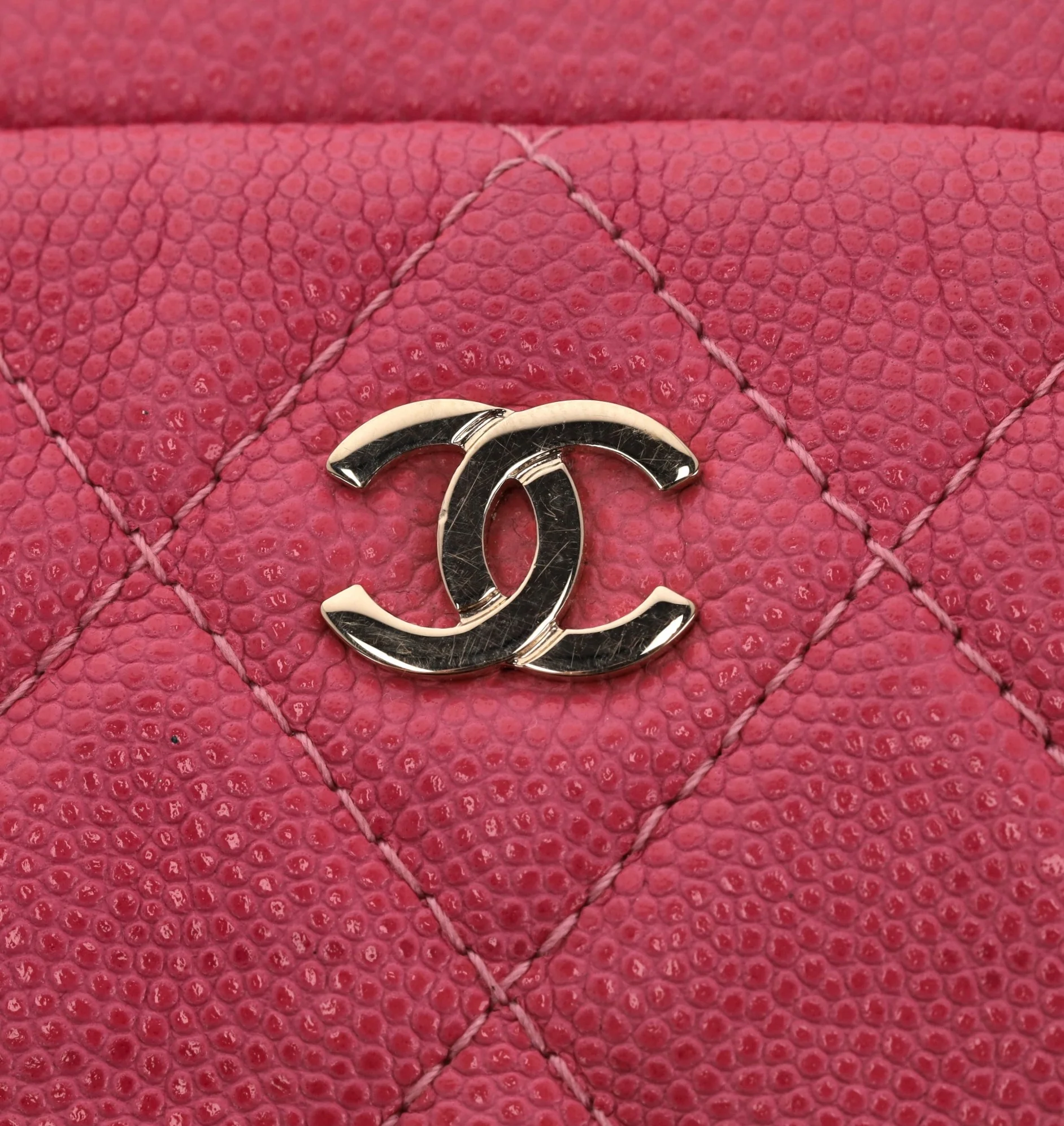 Chanel Classic Quilted Caviar Leather 'CC' Logo Cosmetic Case/Pouch - Image 3
