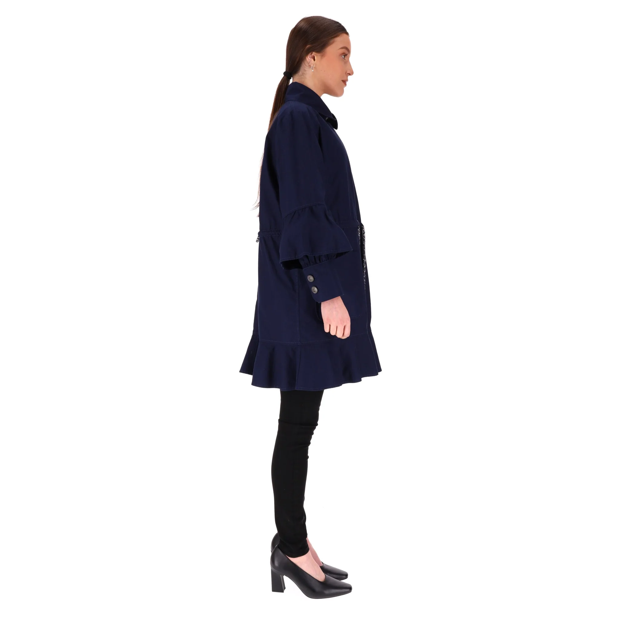 Chanel Cotton Layered Drawstring Coat. Size 36FR - Image 3
