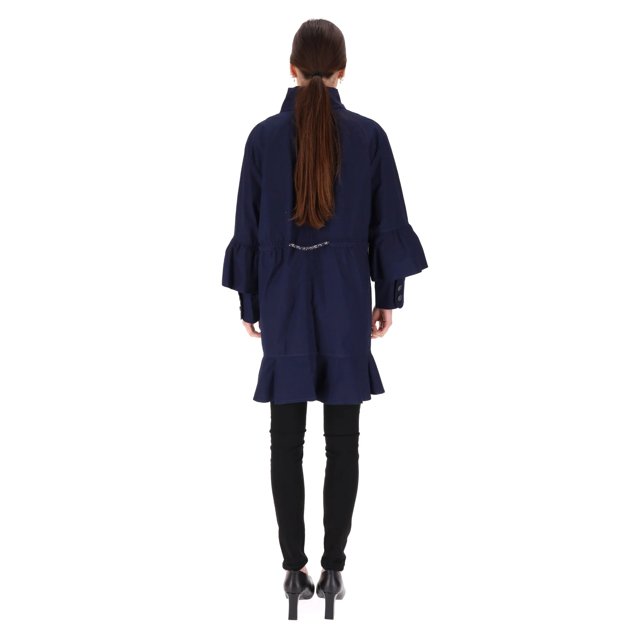 Chanel Cotton Layered Drawstring Coat. Size 36FR - Image 4