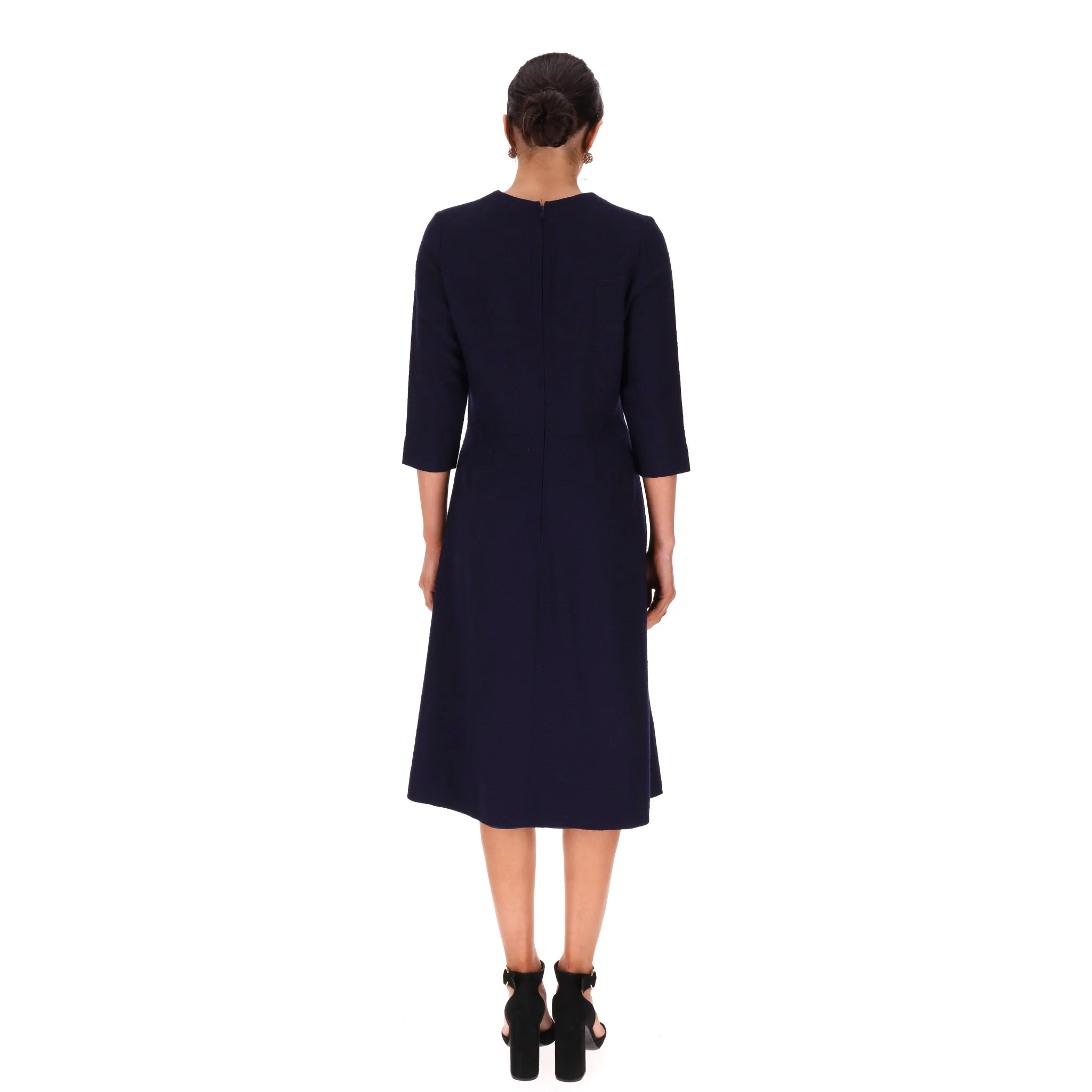 Chanel Creations 1970's Bow Detail Wool Dress With Lion Head Buttons. Size S - Image 4
