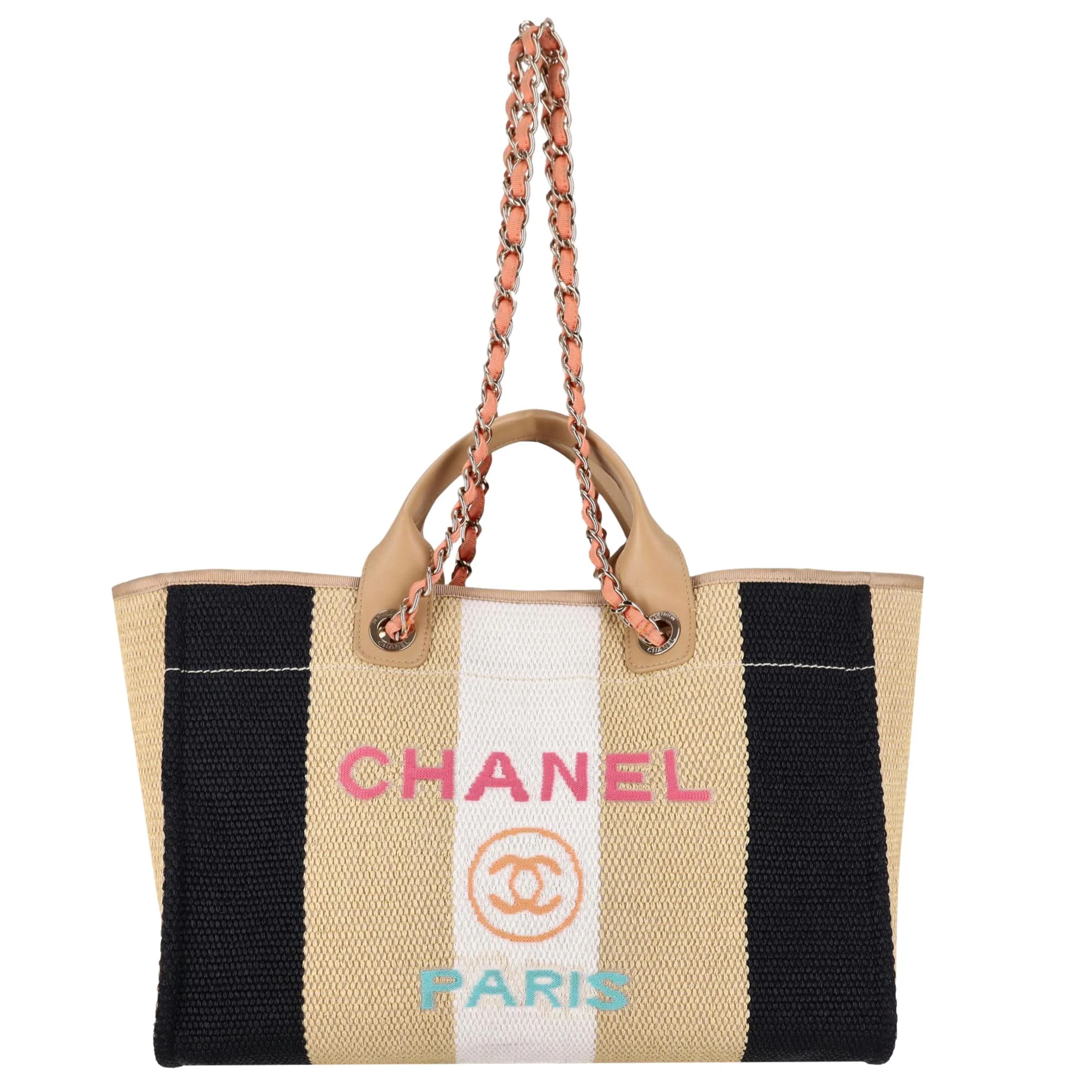Chanel Cruise 2020 Ltd Edition Striped Raffia Deauville Large Tote Bag - Image 2