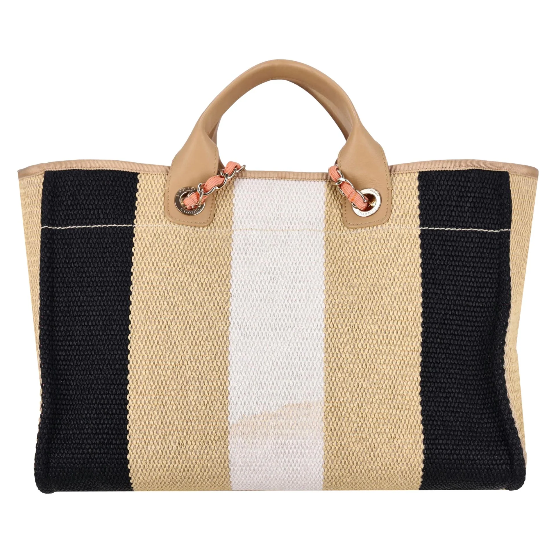 Chanel Cruise 2020 Ltd Edition Striped Raffia Deauville Large Tote Bag - Image 4