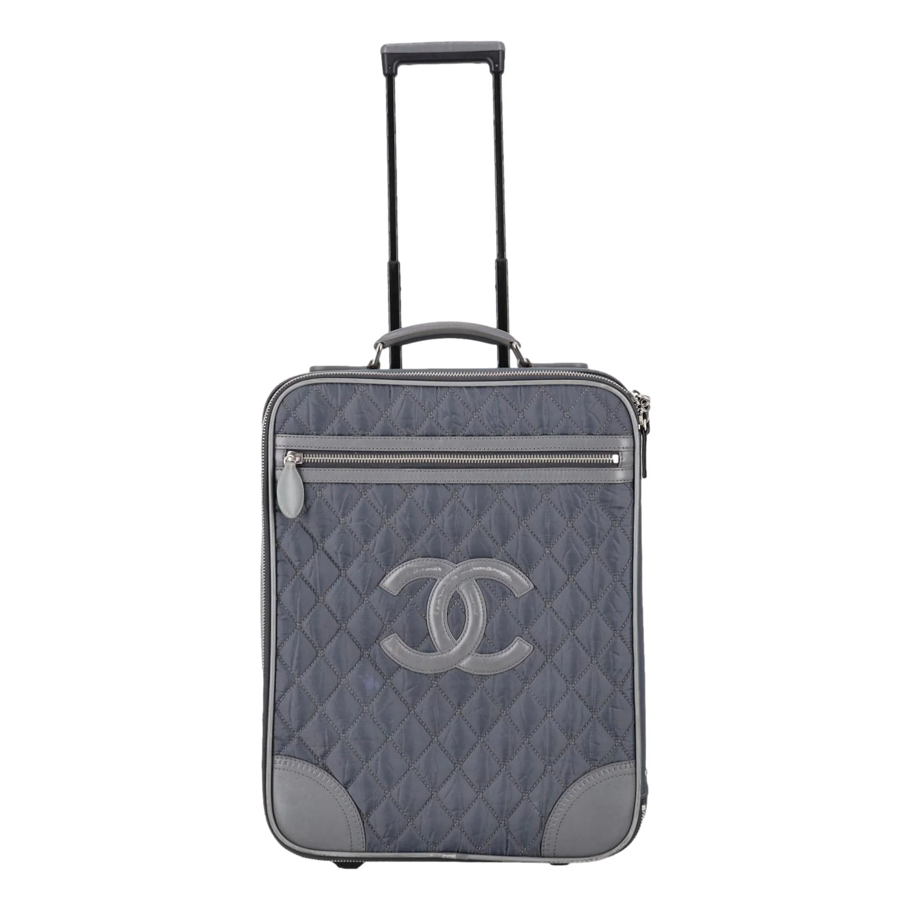 Chanel Diamond Quilted Nylon & Leather 'CC' Trolley Luggage - Image 2