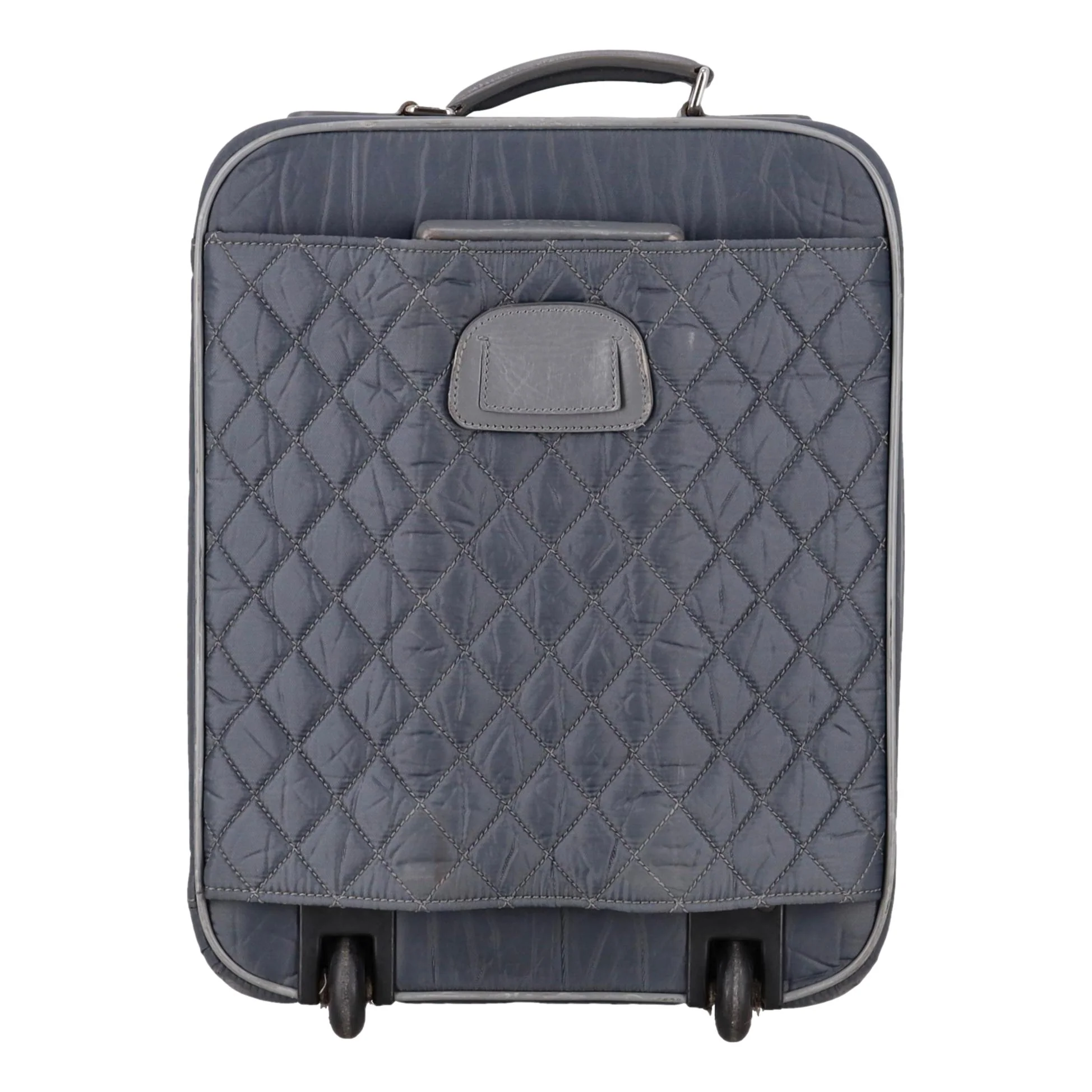 Chanel Diamond Quilted Nylon & Leather 'CC' Trolley Luggage - Image 3