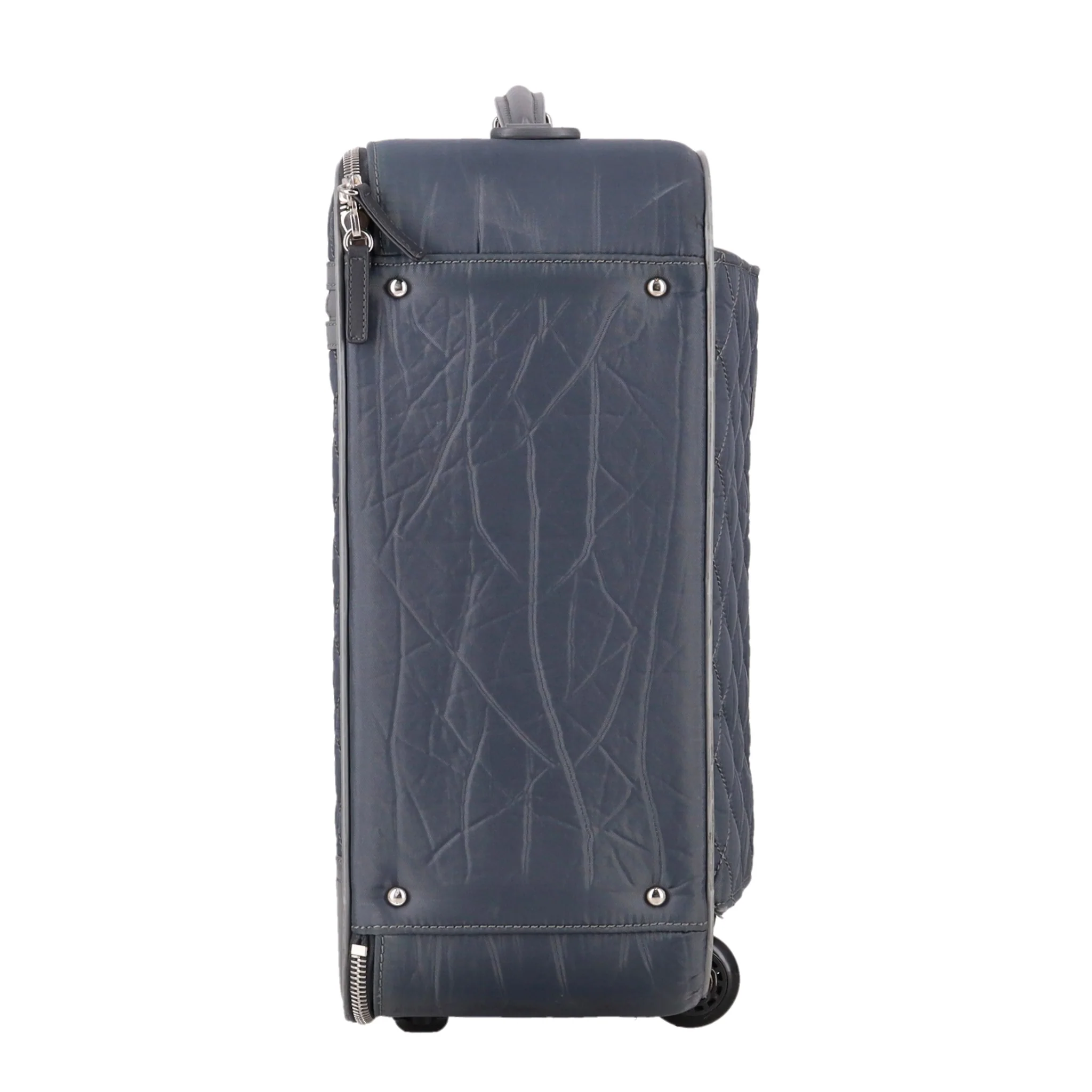 Chanel Diamond Quilted Nylon & Leather 'CC' Trolley Luggage - Image 5