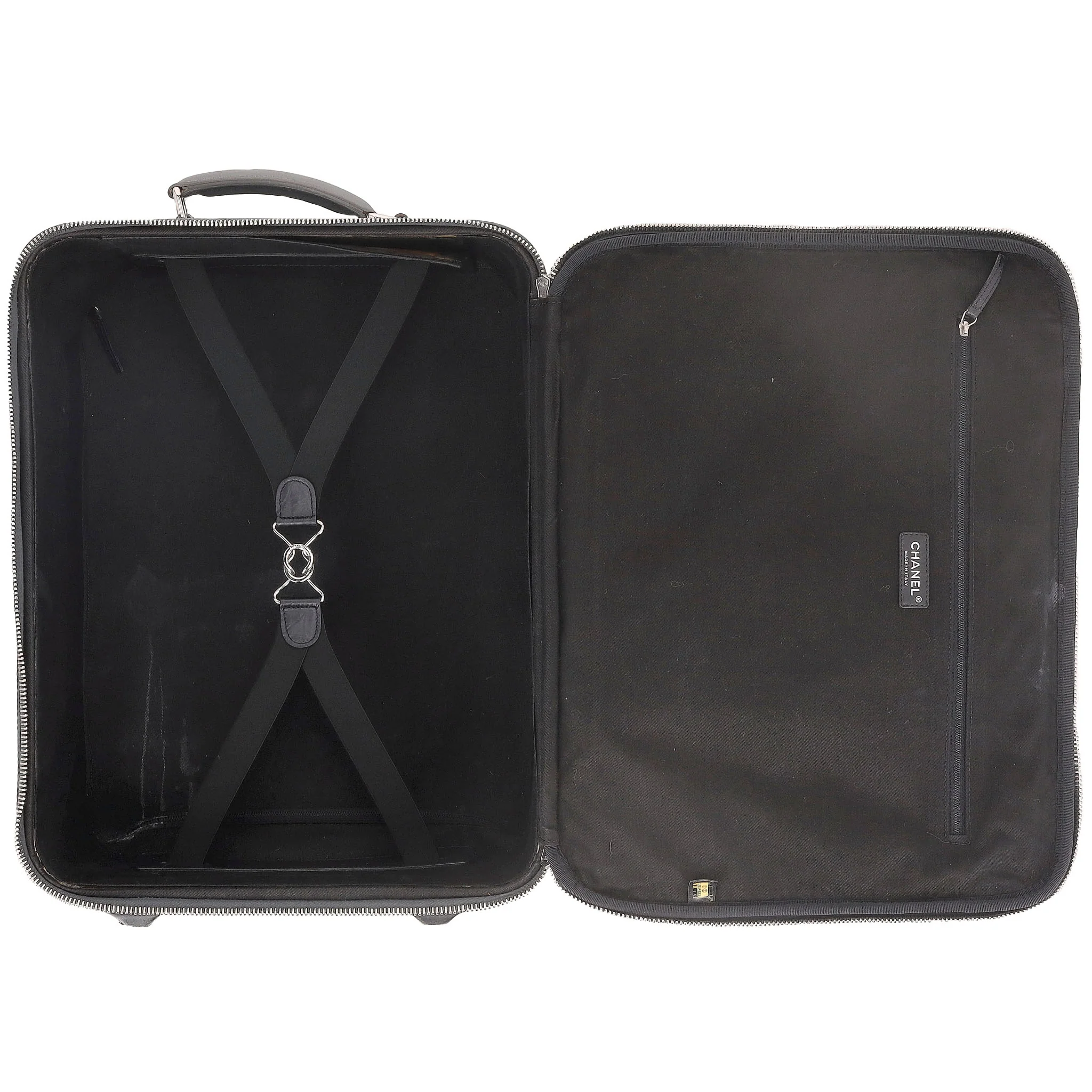 Chanel Diamond Quilted Nylon & Leather 'CC' Trolley Luggage - Image 7