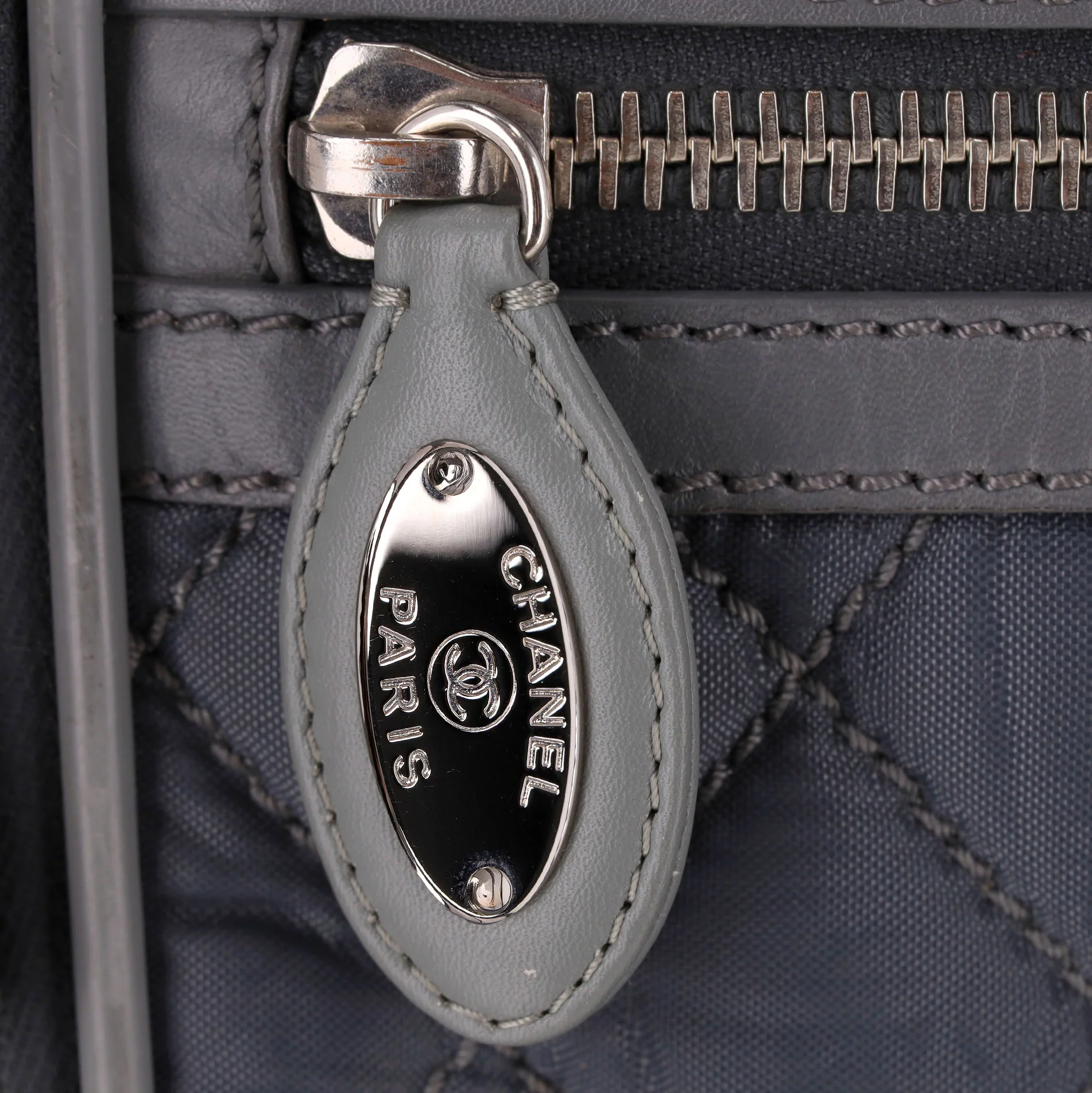Chanel Diamond Quilted Nylon & Leather 'CC' Trolley Luggage - Image 9