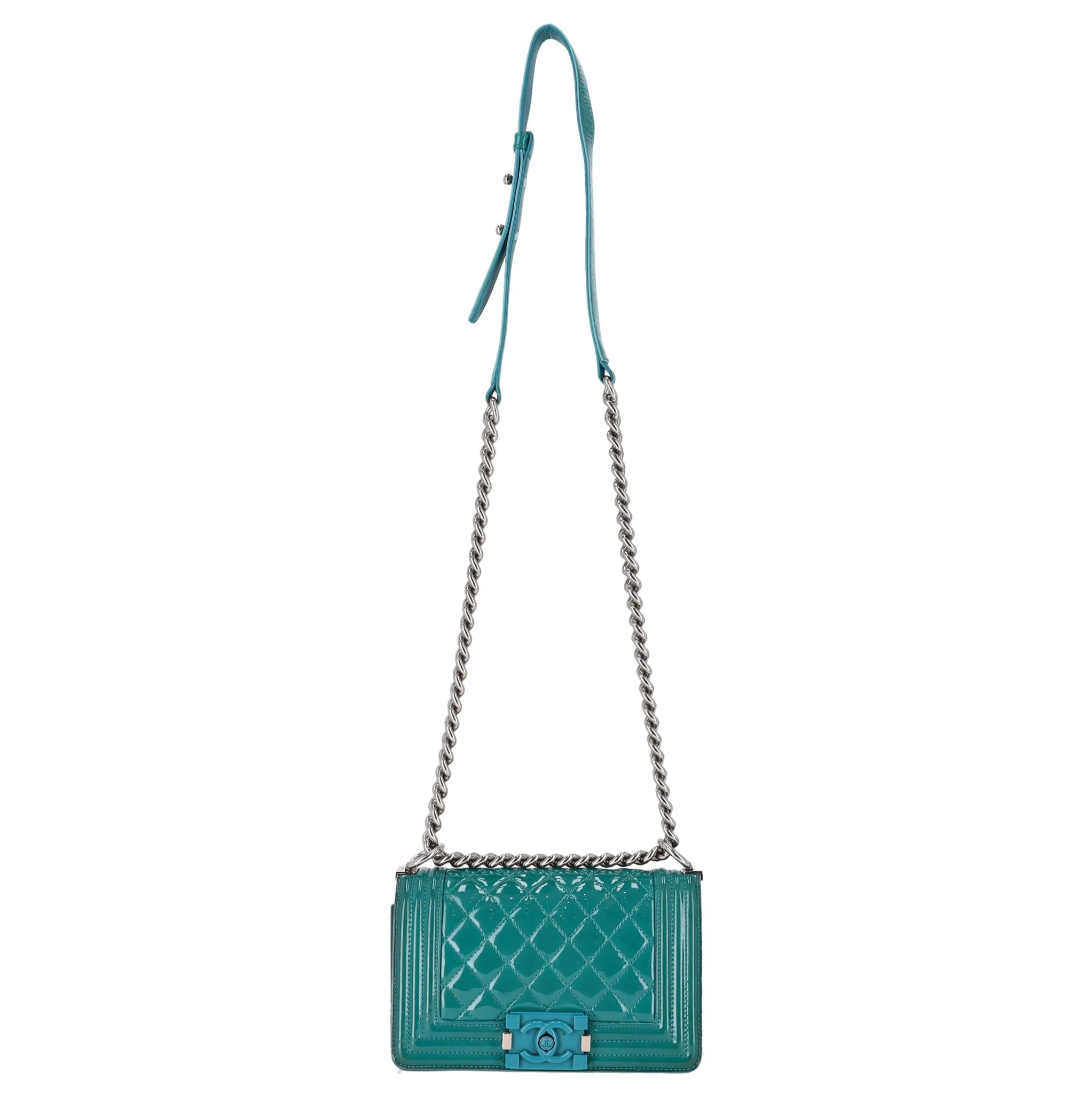 Chanel Diamond Quilted Patent Leather Plexiglass Medium Boy Flap Bag - Image 2