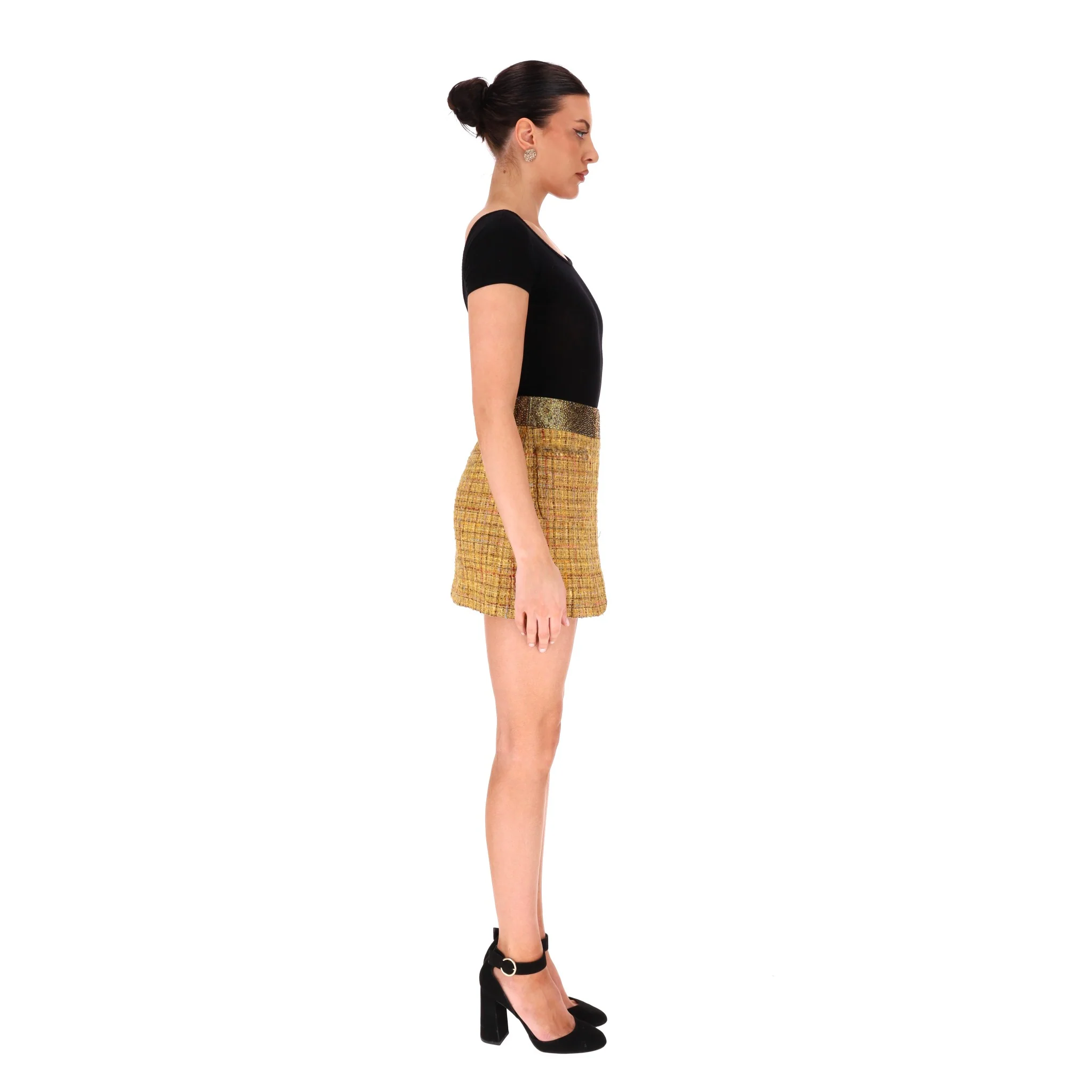Chanel Fantasy Wool Tweed & Crystal Mini Skirt. Size 38FR - Image 3