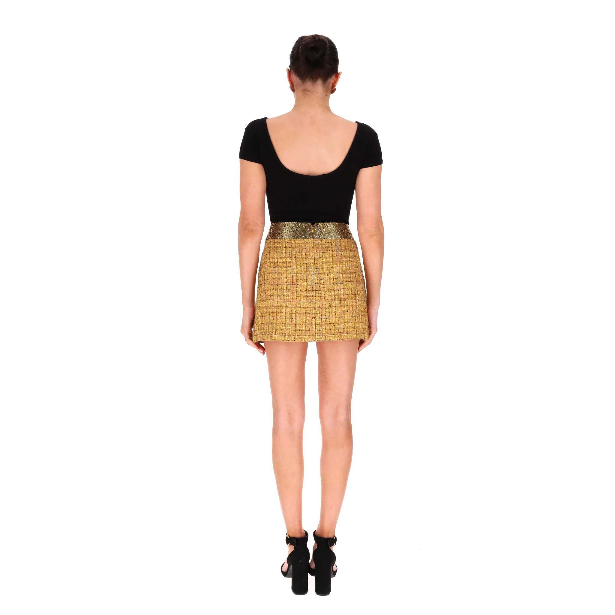 Chanel Fantasy Wool Tweed & Crystal Mini Skirt. Size 38FR - Image 4